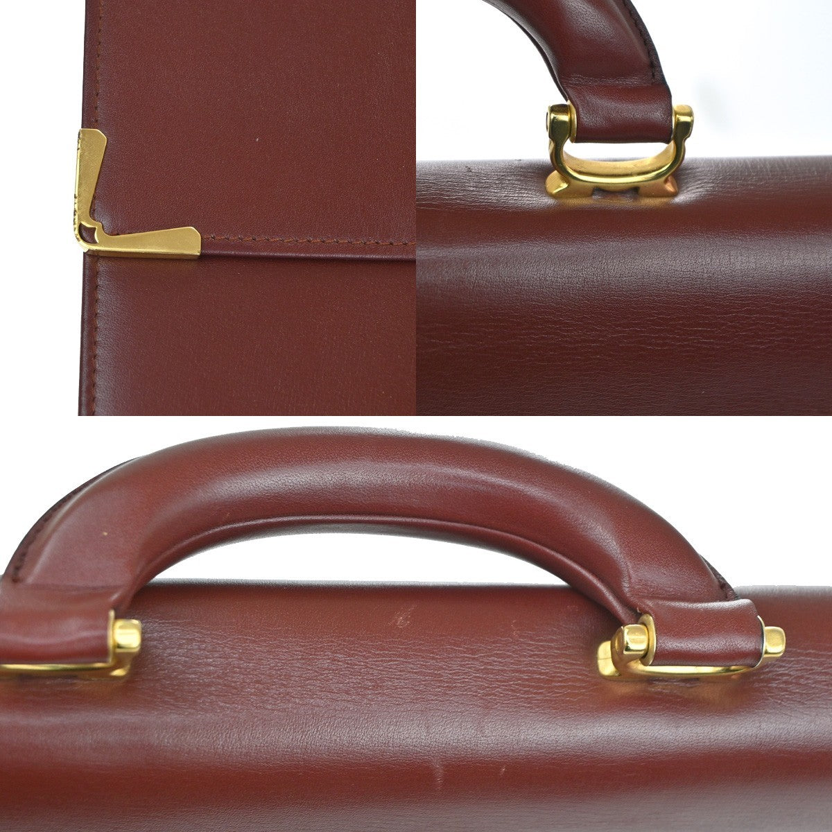 MUST DE CARTIER 2C Business Hand Bag Leather Bordeaux Red GHW Italy 31TA706