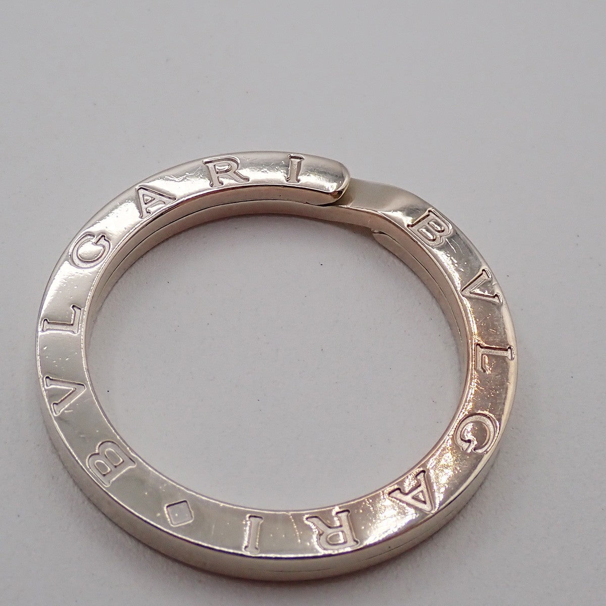 BVLGARI Logo Key Ring Silver Ag 925 Accessory Italy 02EG276