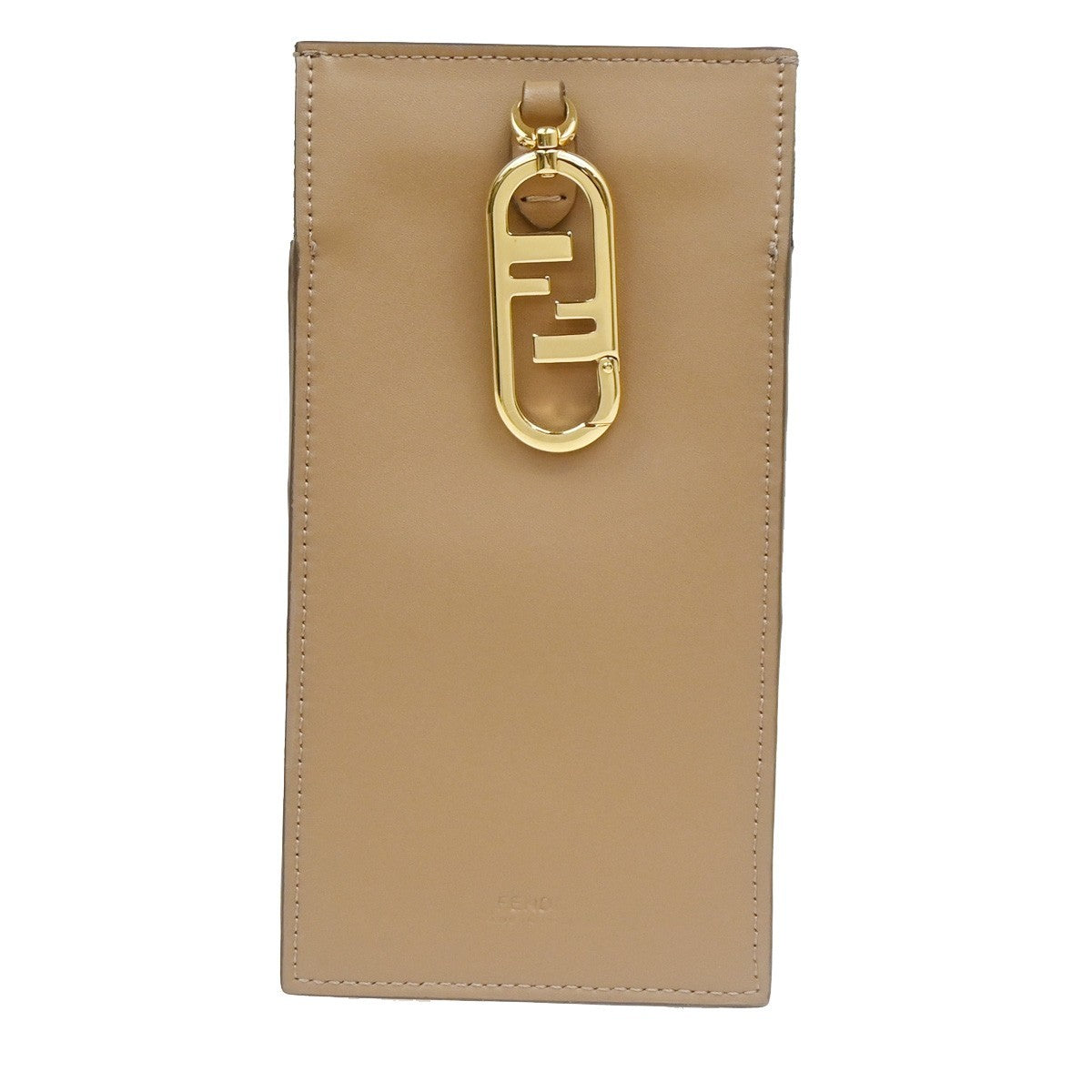 FENDI FF Logo Mini Phone Case Shearling Leather Brown Italy GHW 31RL849