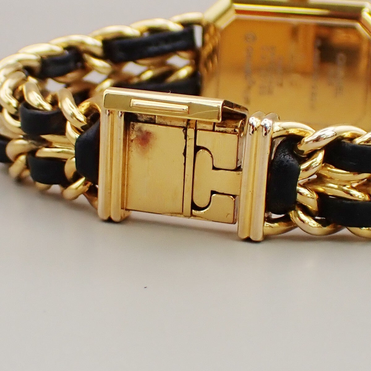 CHANEL Logo Premiere Watch H0001  # L Quartz Gold Plated Leather GHW 690RK949