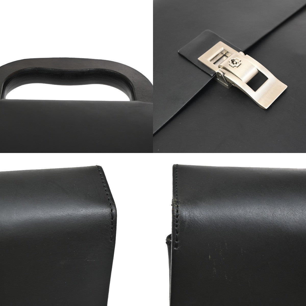 BALLY Logo Briefcase Business Hand Bag Leather Black SHW Spain 09ZA039