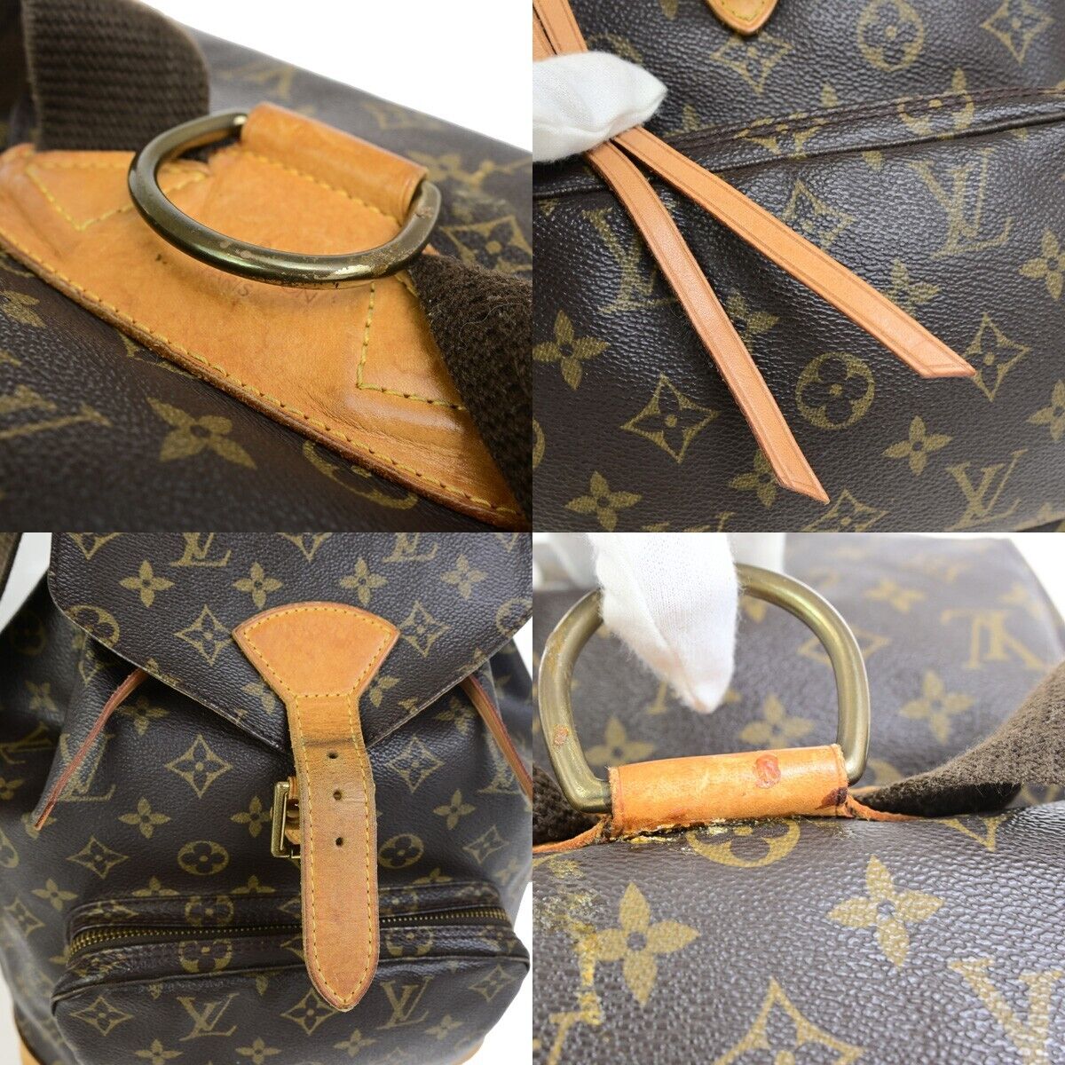 LOUIS VUITTON Montsouris GM Backpack Bag Monogram Leather Brown M51135 70FB218