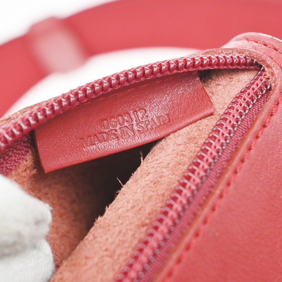 LOEWE Logo Anagram Crossbody Shoulder Bag Suede Leather Red SHW Spain 34KD045