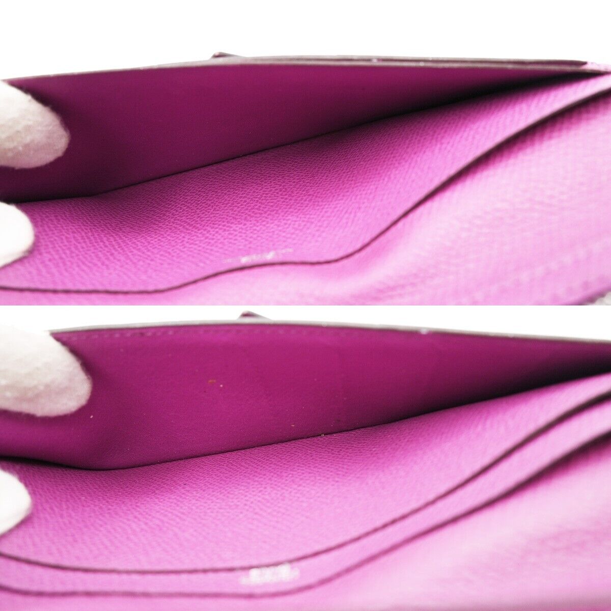 HERMES Logos Bearn Long Bifold Wallet Purse ▢I Veau Epsom Leather Purple 81RJ834
