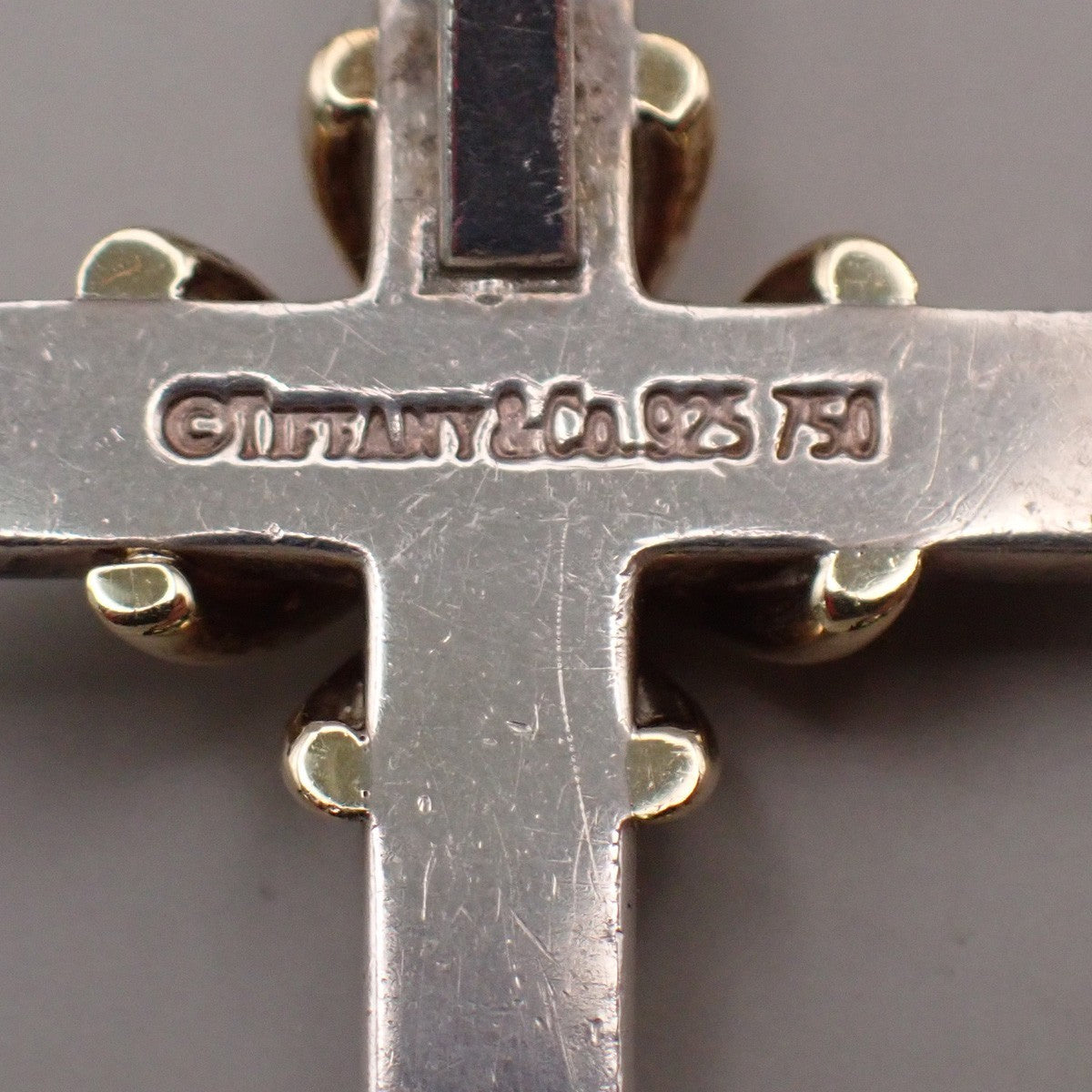 Tiffany & Co. Signature Cross Chain Necklace Pendant Silver 925/Gold 750 67TA461