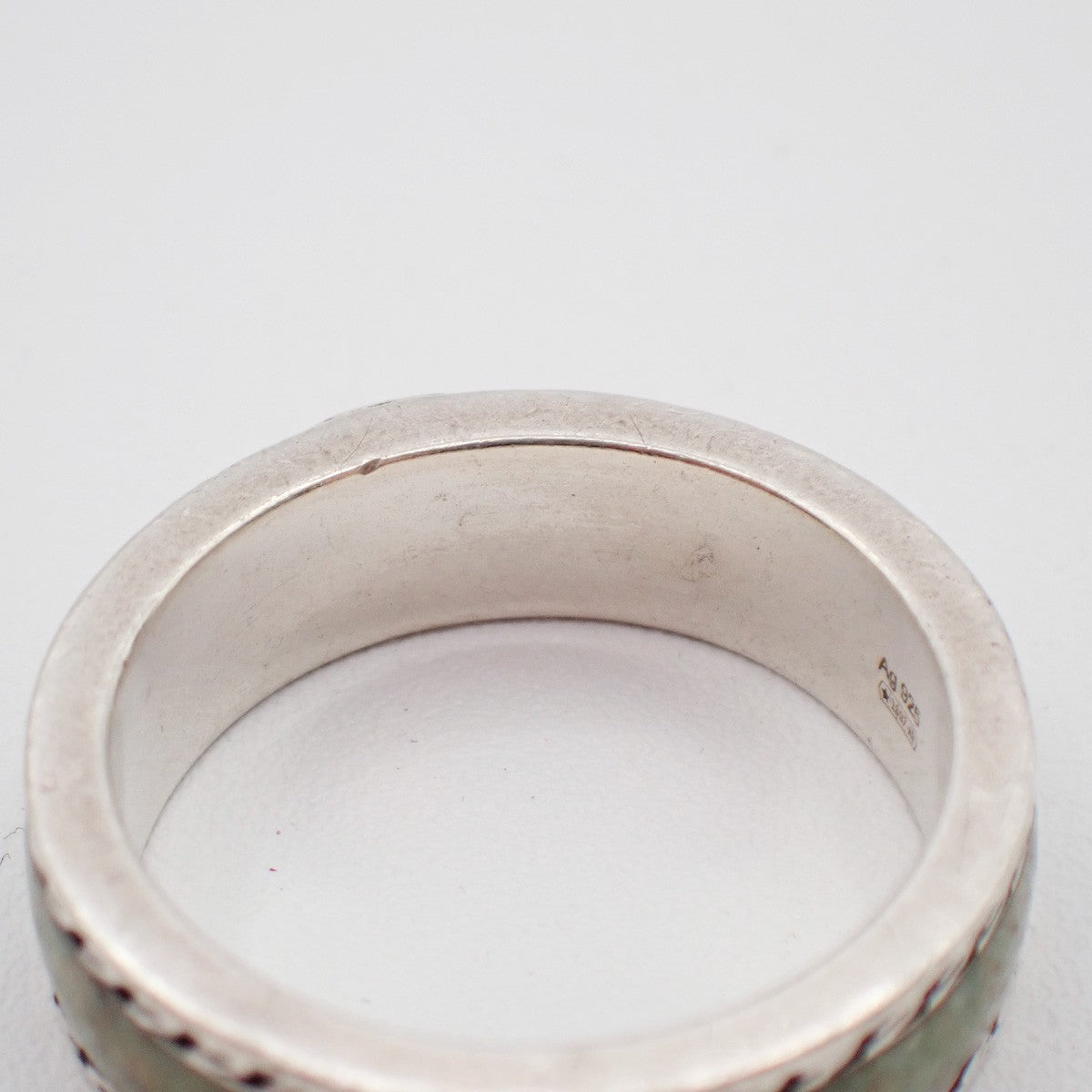GUCCI Interlocking G Ring Size JP 17 US 8.5 Ag 925 Green Silver Italy 63KP565