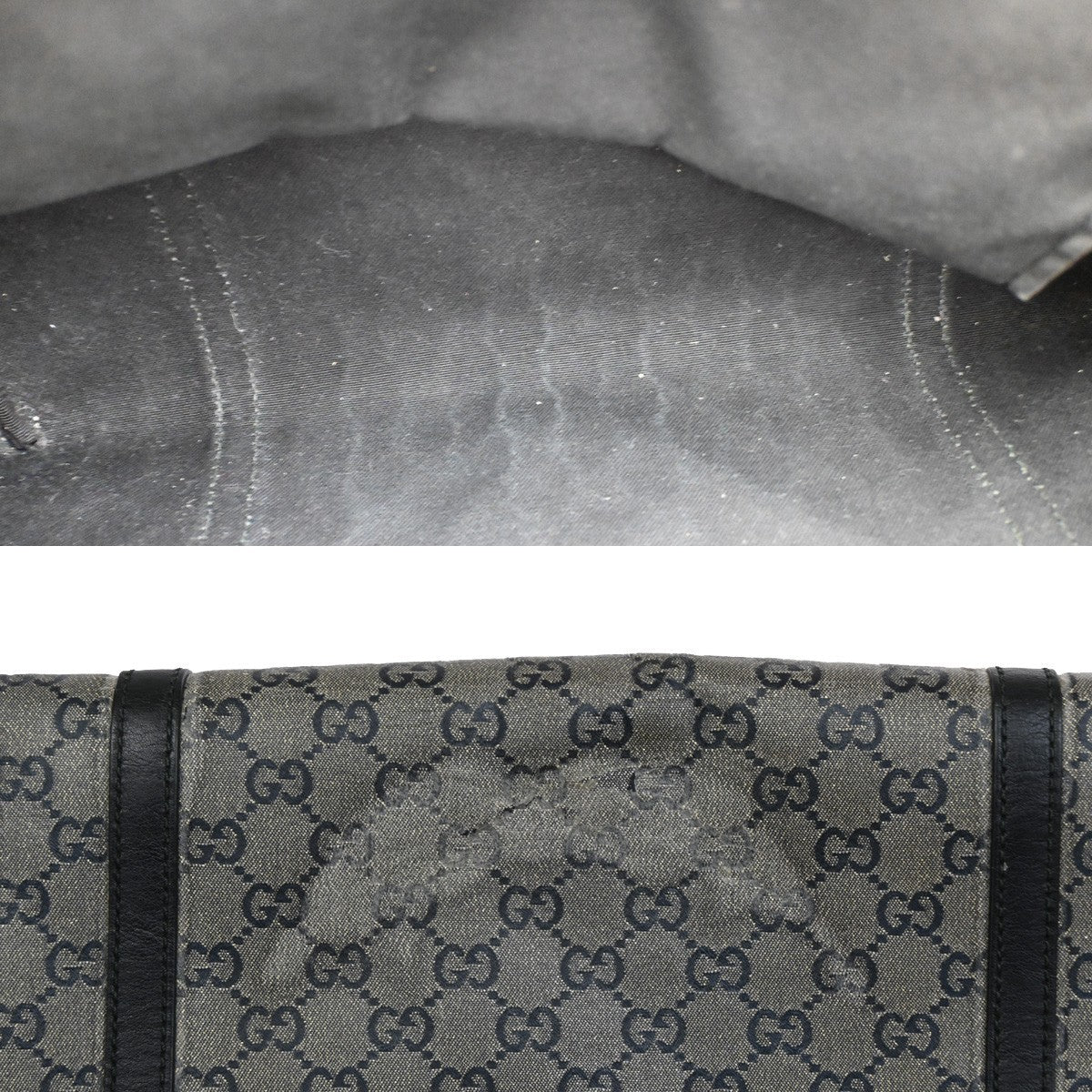GUCCI GG Crystal Tote Shoulder Bag Coating Canvas Leather Black GHW 60DA042
