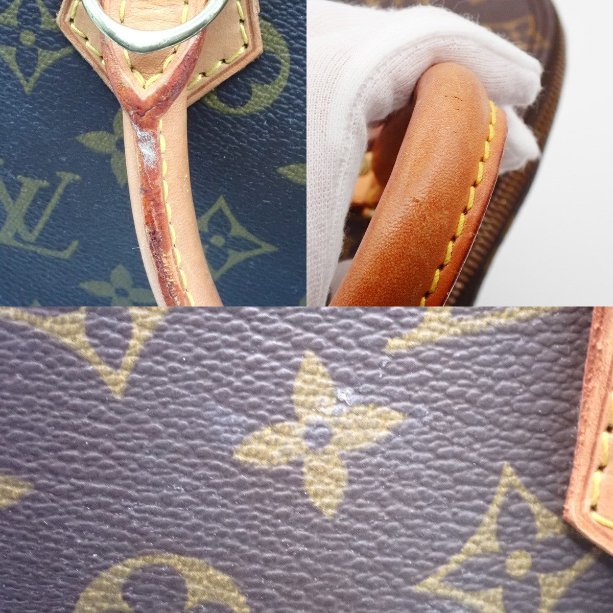 LOUIS VUITTON LV Logo Alma Hand Bag Monogram Leather Brown France M51130 88AA193