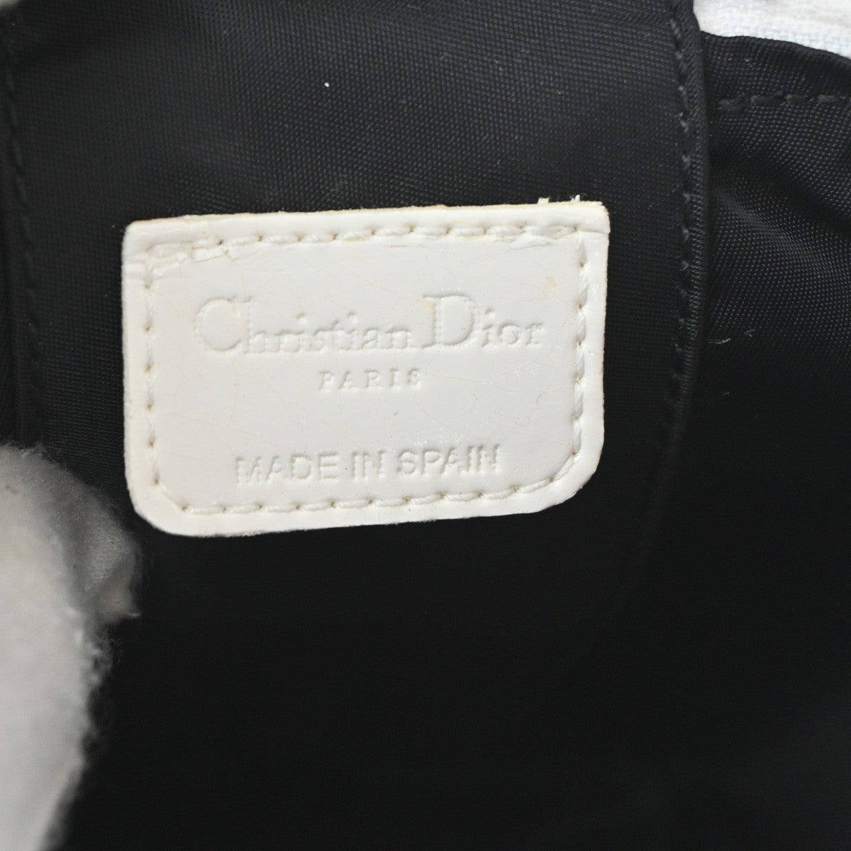 CHRISTIAN DIOR Trotter Pattern Hand Bag Coating Canvas Patent Leather 31TA743