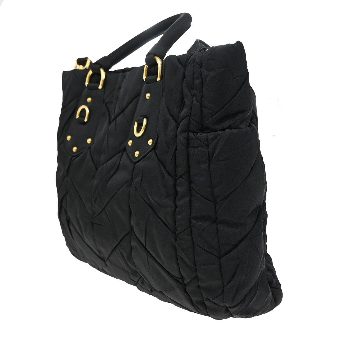 PRADA Logo Tessuto Gaufre 2Way Shoulder Bag Nylon Leather Black SHW 75FB550