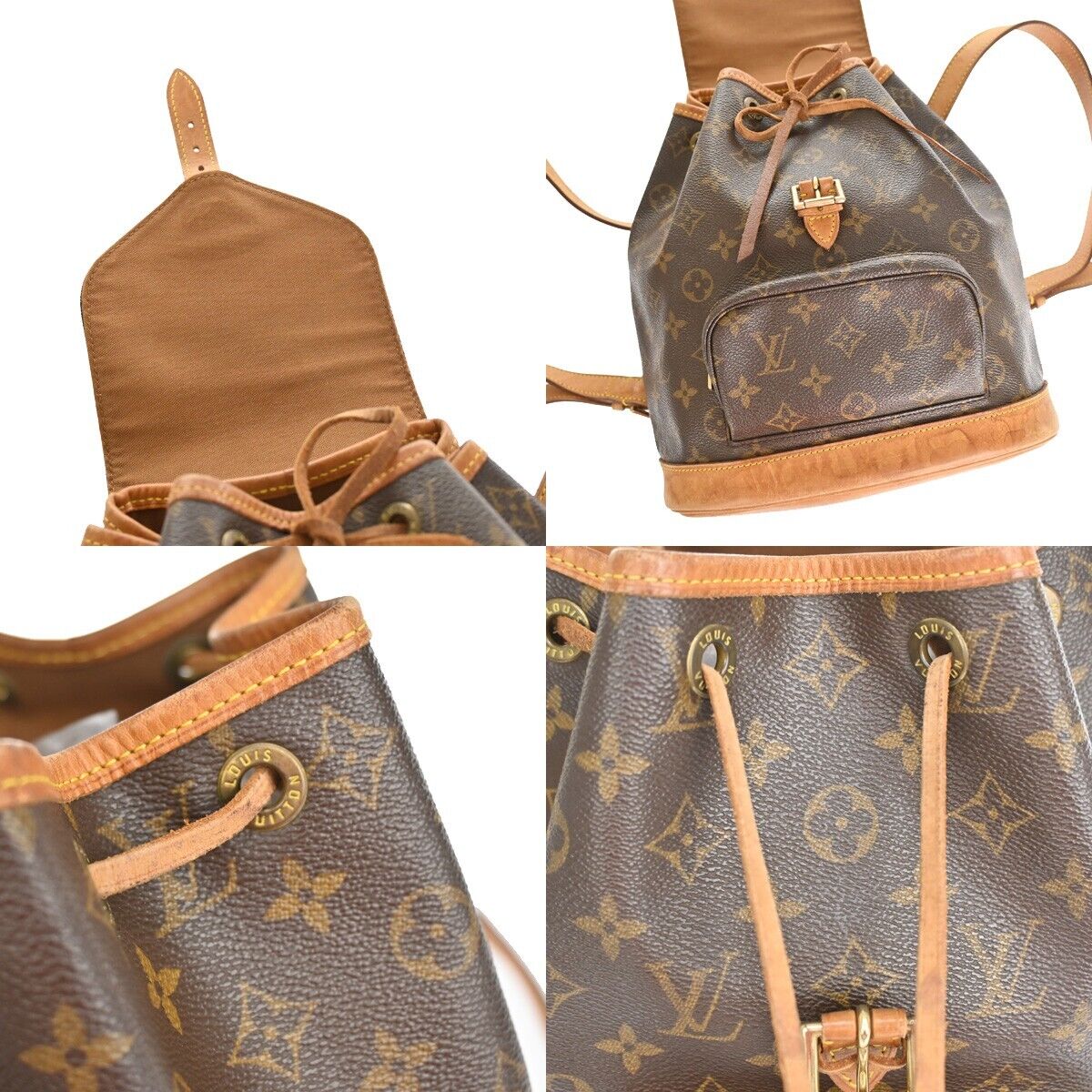 LOUIS VUITTON Montsouris MM Backpack Bag Monogram Leather Brown M51136 79FA413