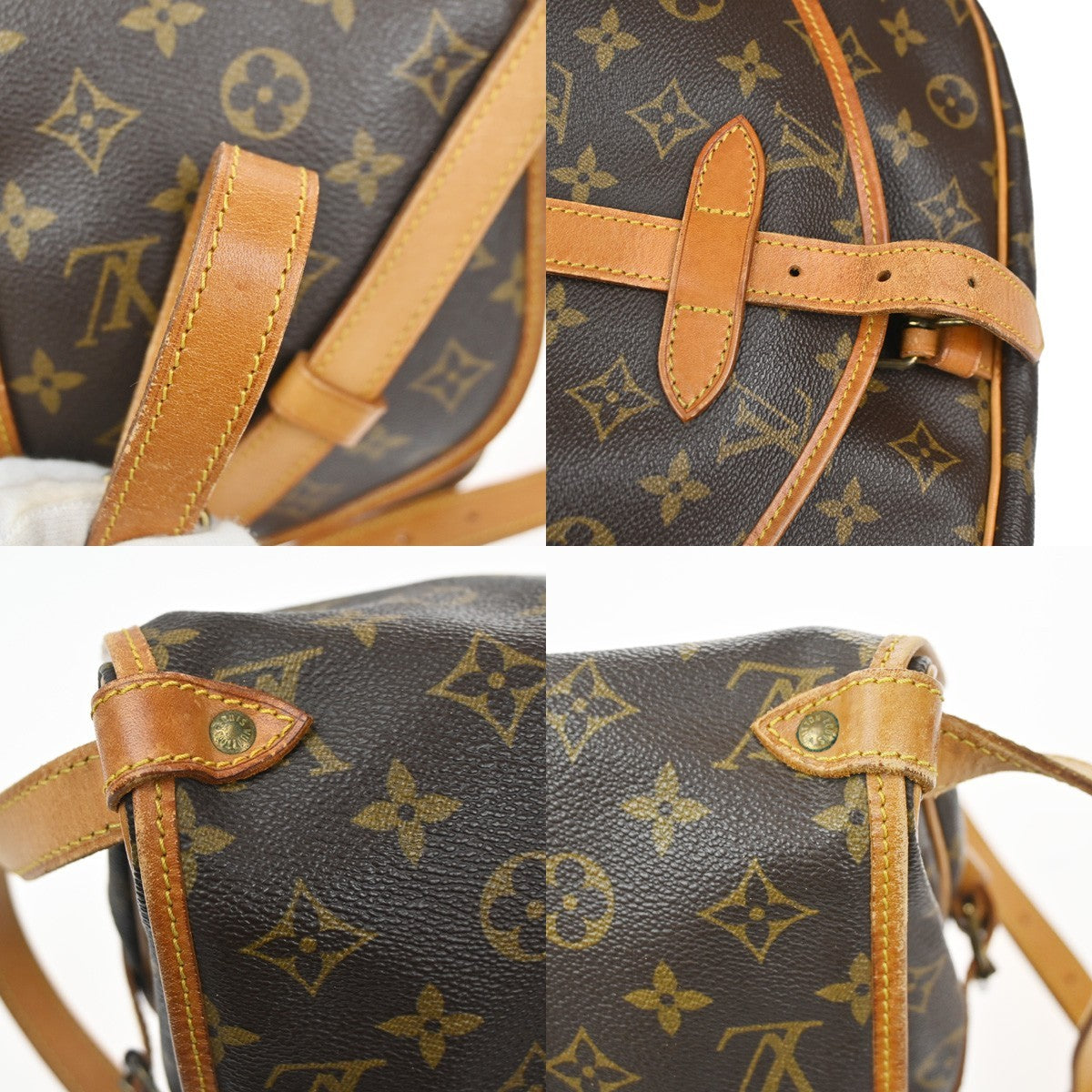 LOUIS VUITTON Logo Saumur 30 Shoulder Bag Monogram Leather Brown M42256 18KC786