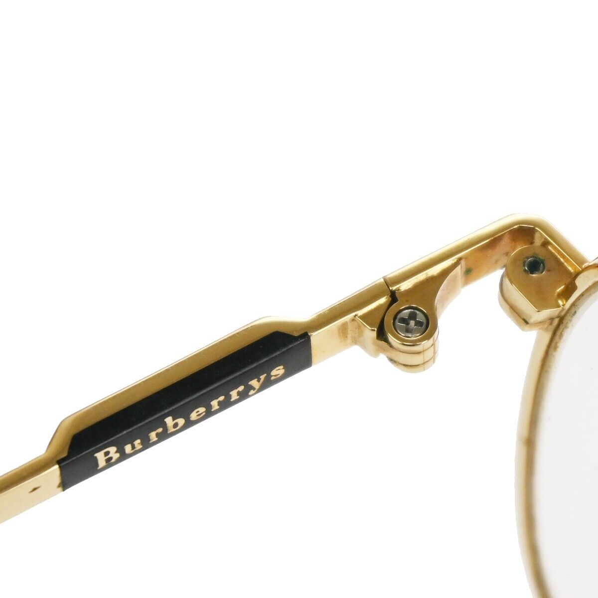 Burberrys Logo Reading Glasses Eye Wear Metal Gold Plated Plastic 08YA139