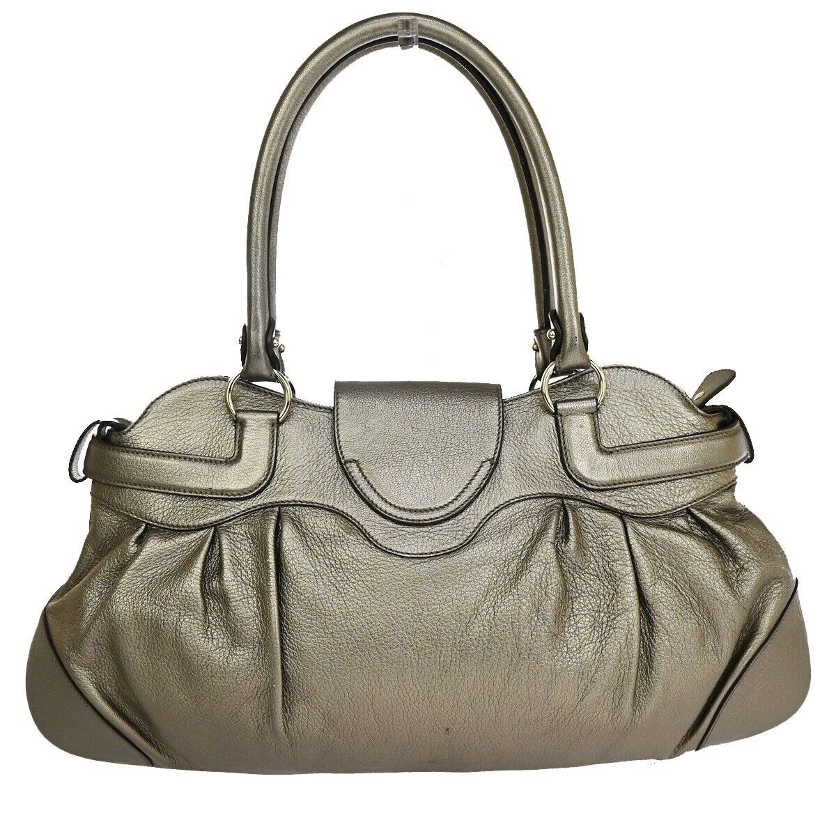SALVATORE FERRAGAMO Logo Marisa Gancini Shoulder Bag Leather Gray Italy 69SG692