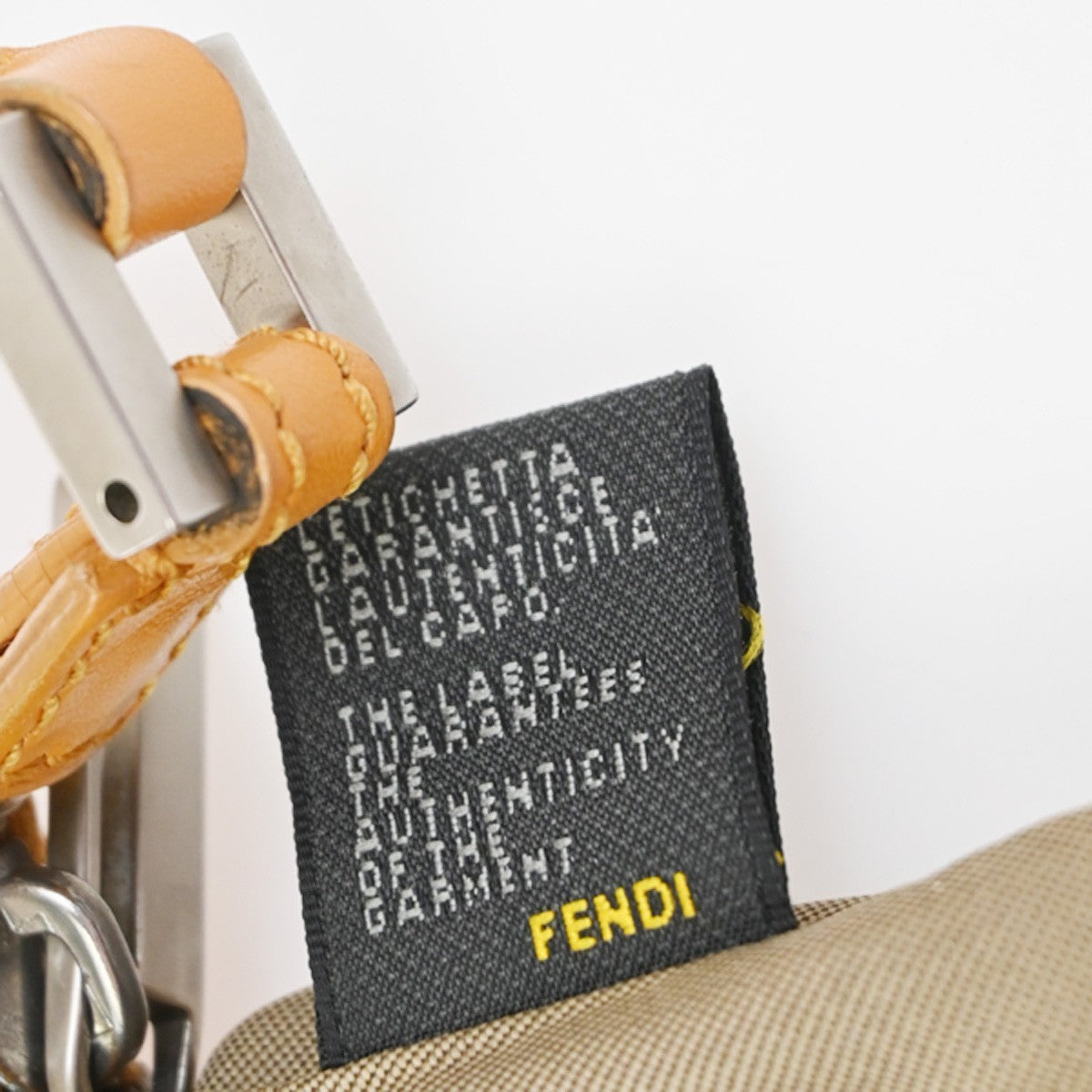 FENDI Zucchino Mini Crossbody Shoulder Bag Canvas Leather Orange Italy 62YH981