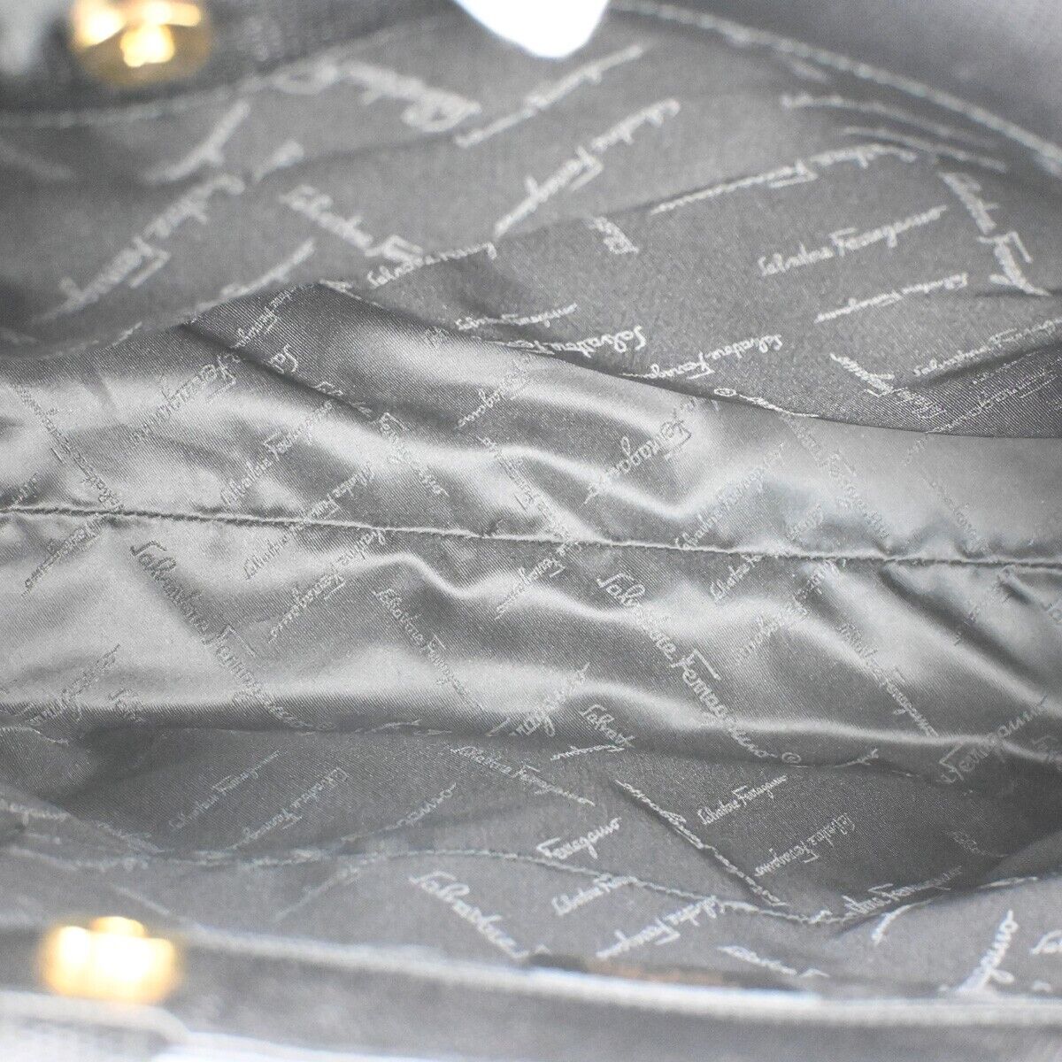 SALVATORE FERRAGAMO Vara Tote Shoulder Bag Canvas Embossing Leather BK 64EA311