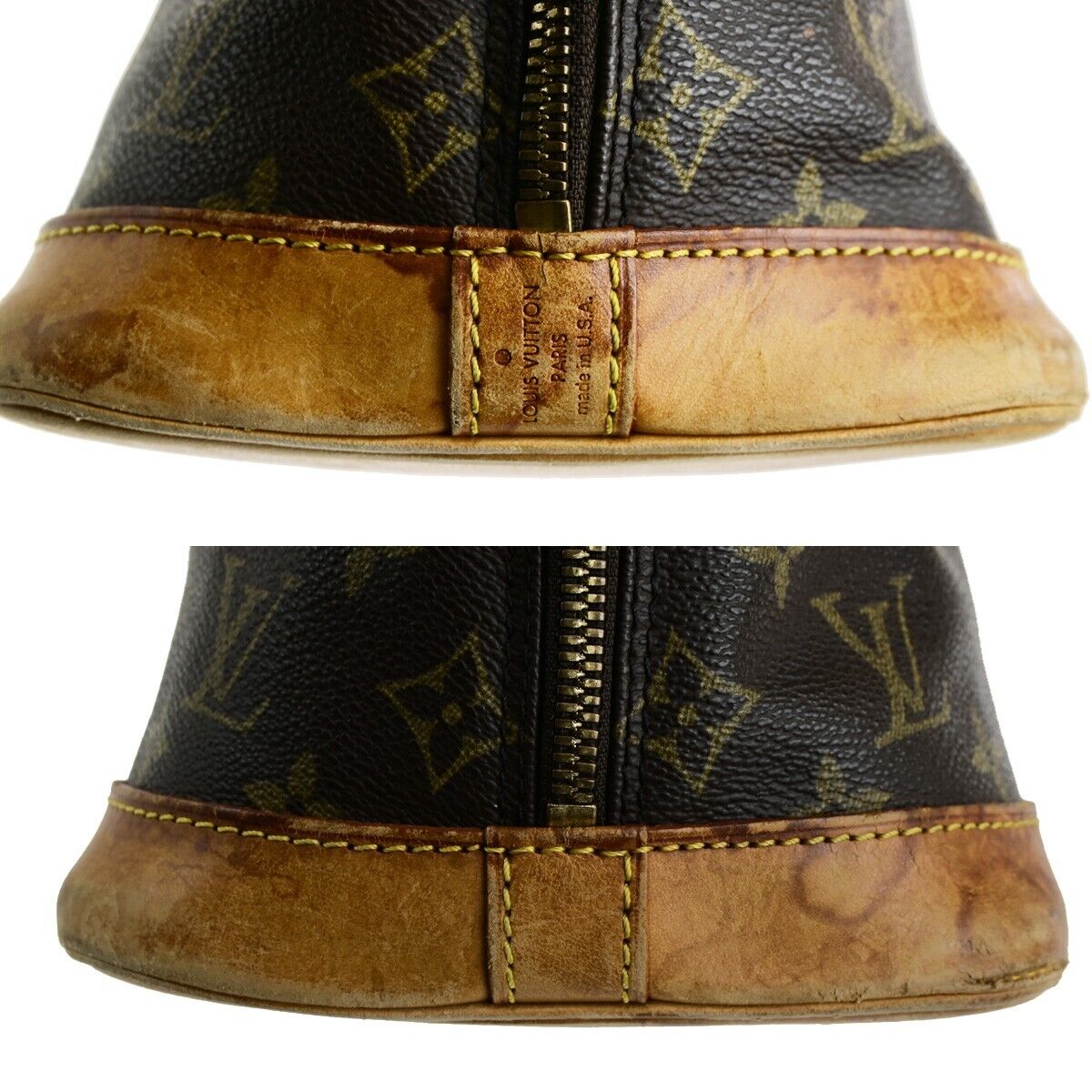 LOUIS VUITTON LV Logo Alma Hand Bag Monogram Leather Brown U.S.A. M51130 69SJ593