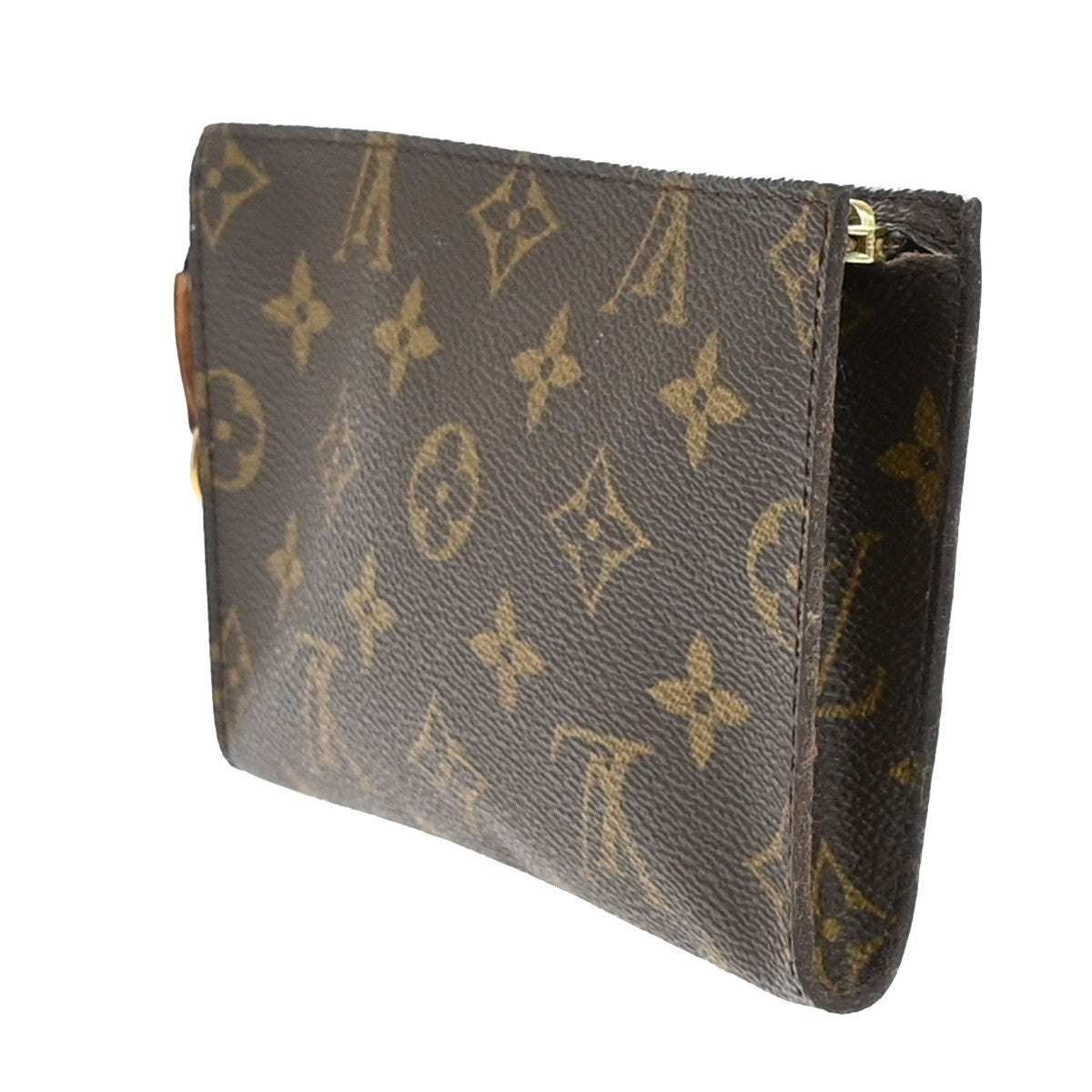 LOUIS VUITTON Logo BUCKET PM Pouch Bag Monogram Leather Brown France 05KB296
