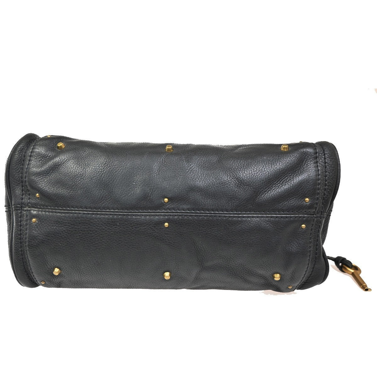 CHLOE Logo Paddington Padlock  Shoulder Handbag Leather Black GHW Italy 620RL739