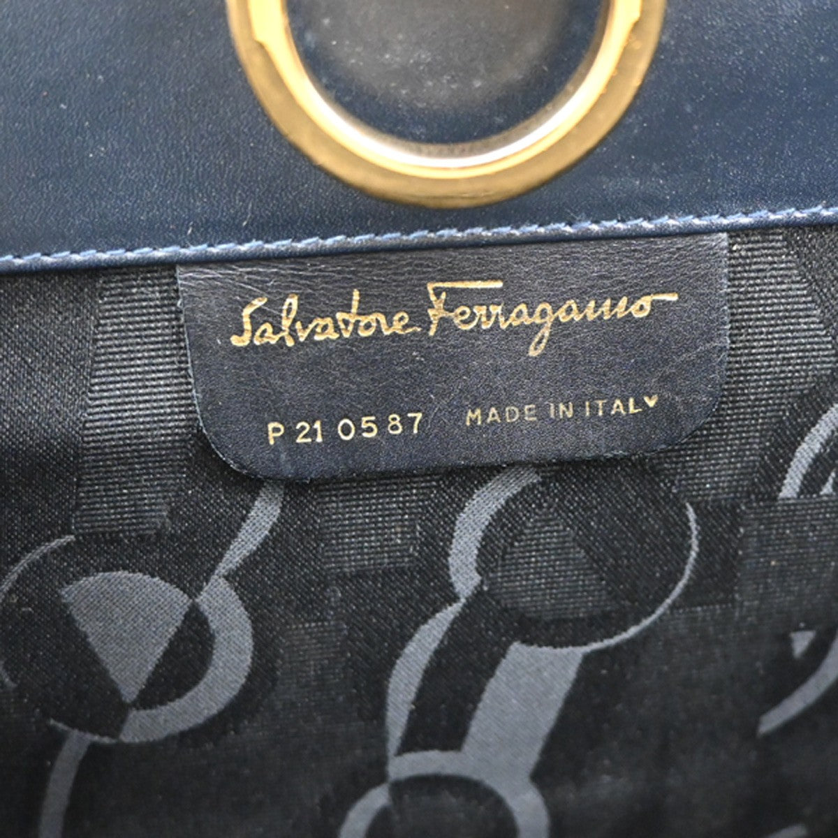SALVATORE FERRAGAMO Gancini 2Way Chain Shoulder Clutch Bag Leather Blue 38YH750