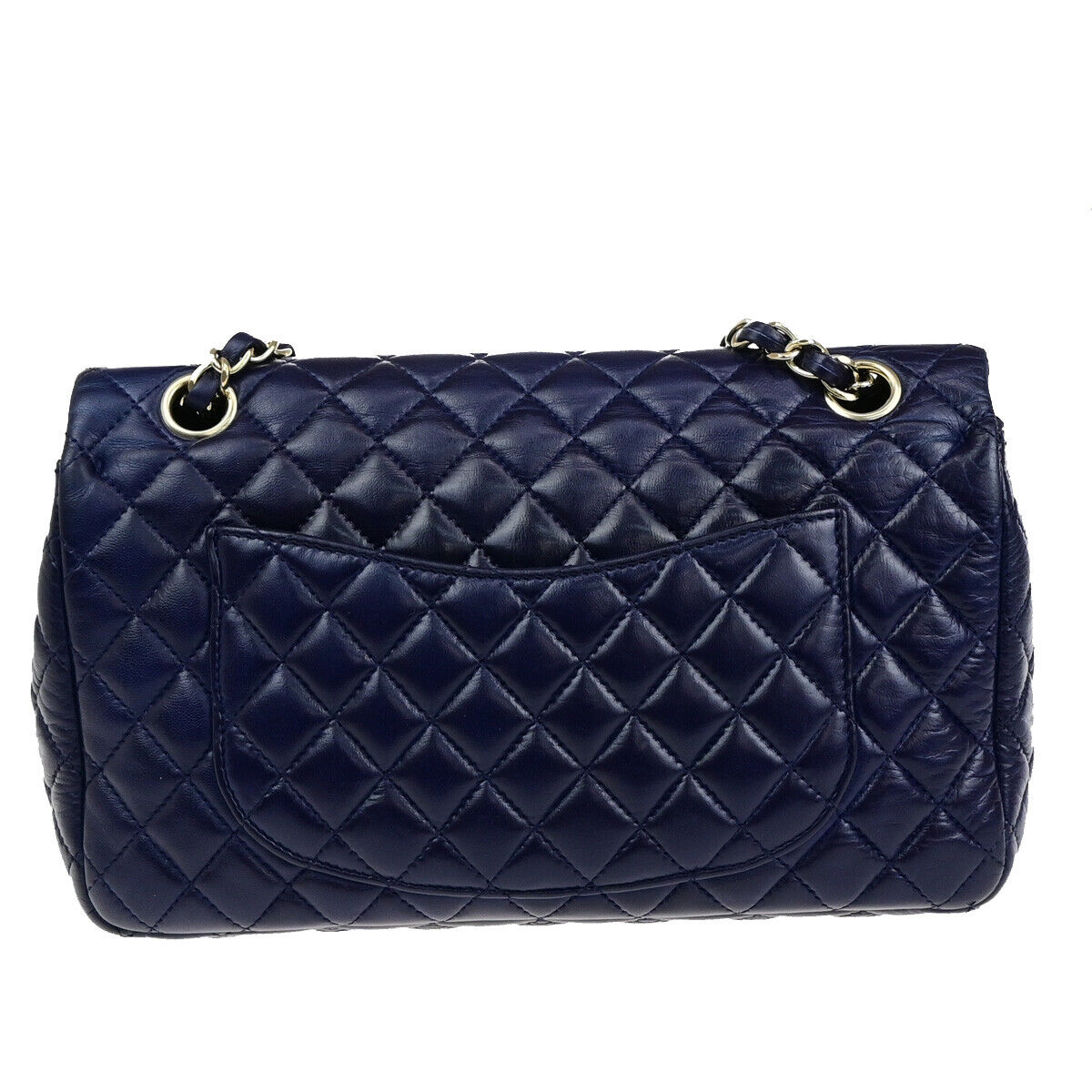 CHANEL CC Logo Valentine Matelasse Chain Shoulder Bag Leather Blue GHW 898RK737