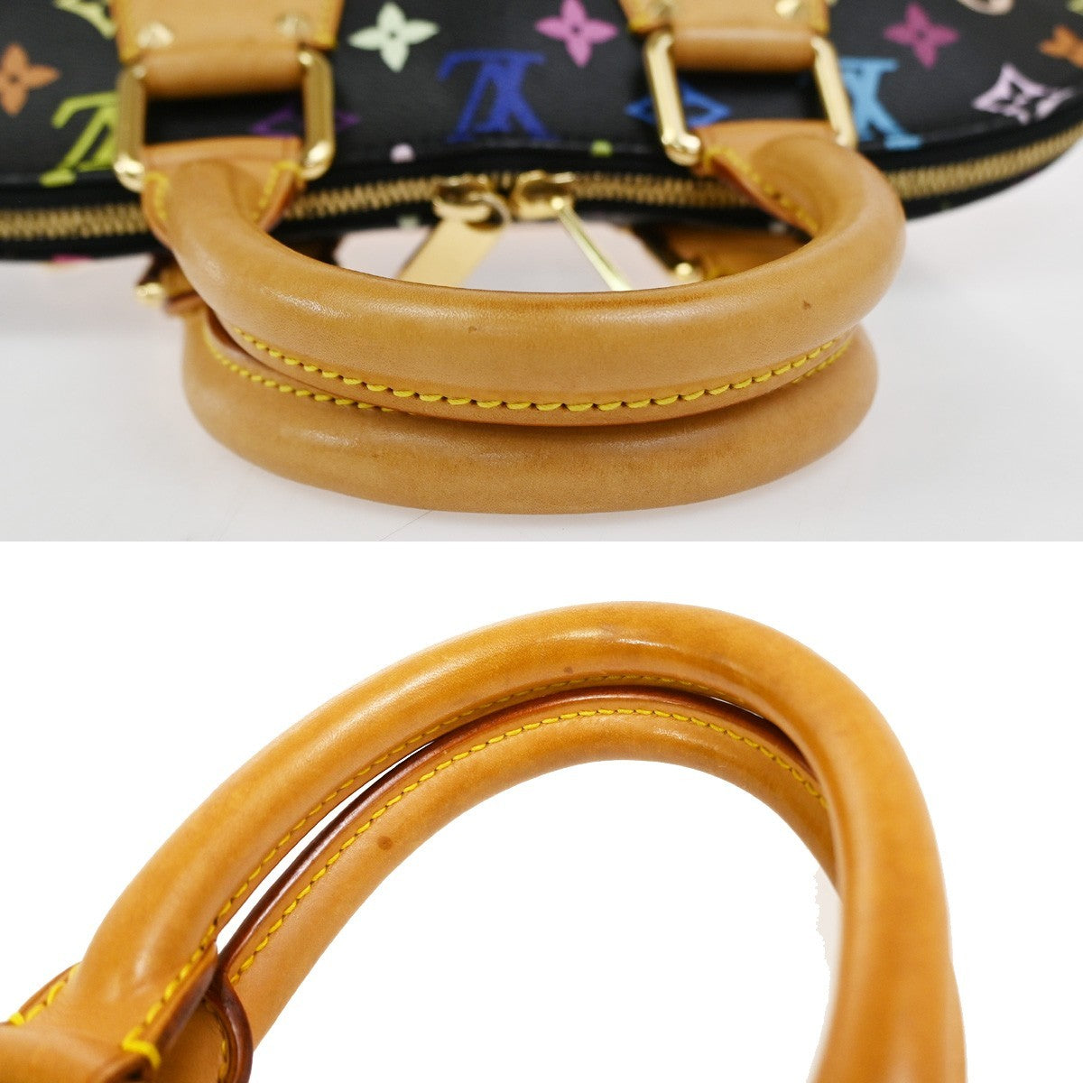 LOUIS VUITTON LV Logo Alma Hand Bag Monogram Multi Leather Black M92646 645RQ029
