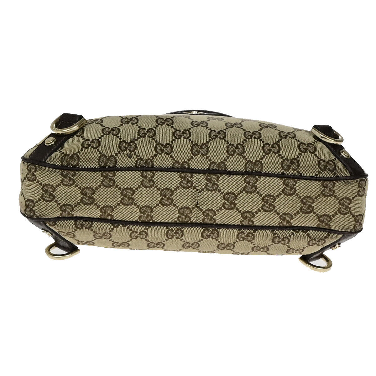 GUCCI Logo Abbey GG Pattern Shoulder Bag Canvas Leather Brown GHW Italy 66YG690