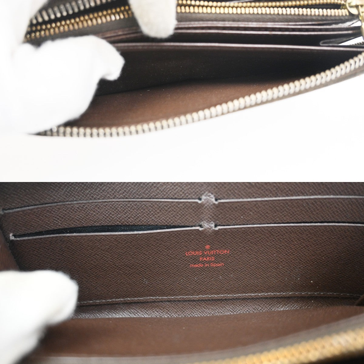 LOUIS VUITTON LV Logo 2 Set Zipper Wallet Monogram Damier Leather Brown 64KC511