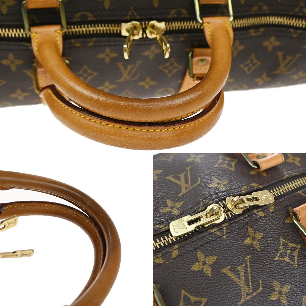LOUIS VUITTON Keepall 55 Travel Hand Bag Monogram Leather Brown M41424 12YJ197