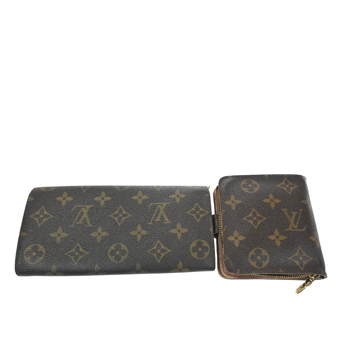 LOUIS VUITTON LV 2 Set Credit Compact Zip Wallet Monogram Leather BN 02KC753