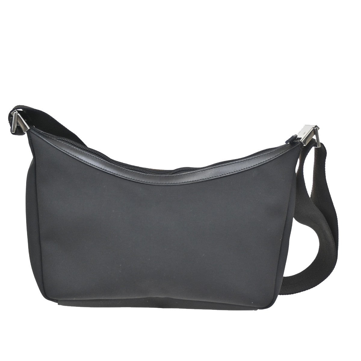 GUCCI Logo Crossbody Shoulder Bag Nylon Leather Black SHW Italy 33DA186