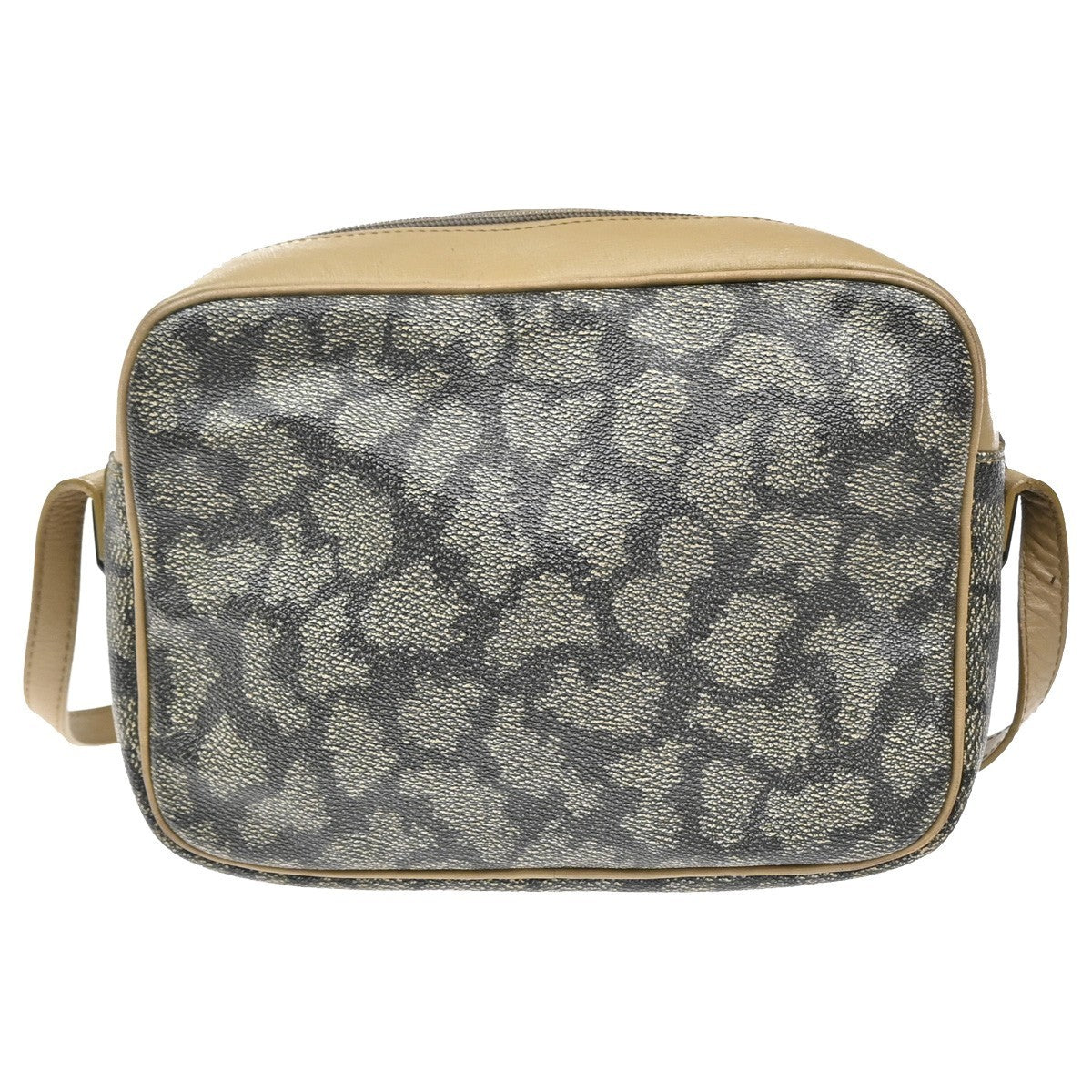 YVES SAINT LAURENT YSL Giraffe Pattern Shoulder Bag PVC Leather Beige 02MA082