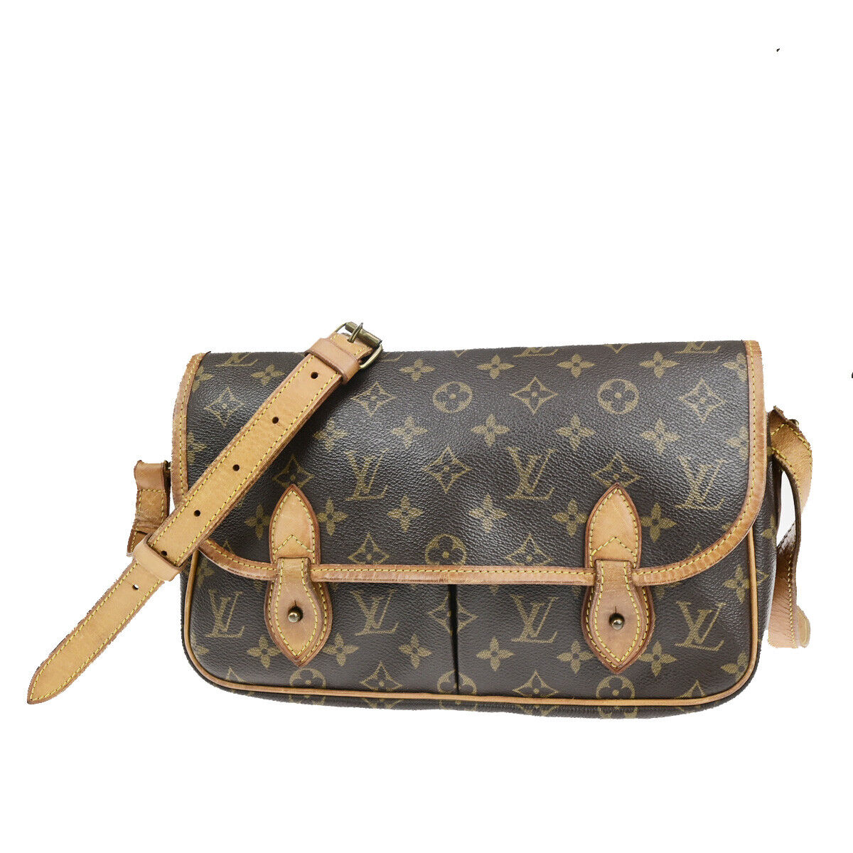 LOUIS VUITTON Gibeciere MM Shoulder Bag Monogram Leather Brown M42247 36YF451