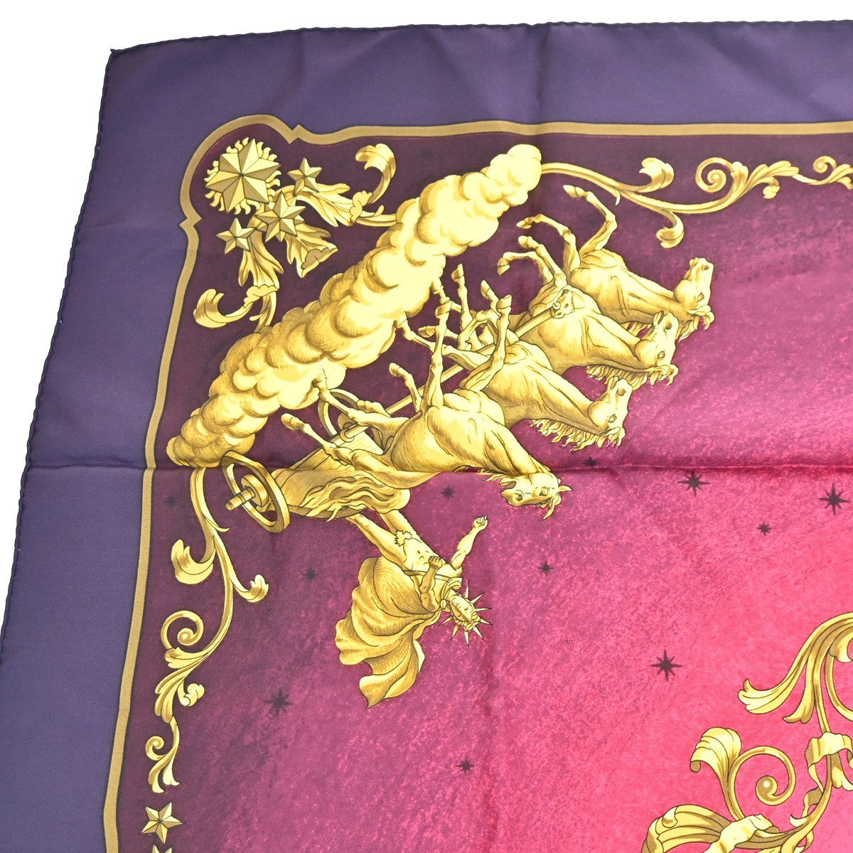 HERMES XL Carre Scarf Cosmos Philippe Ledoux 100% Silk Pink Purple 62RL906