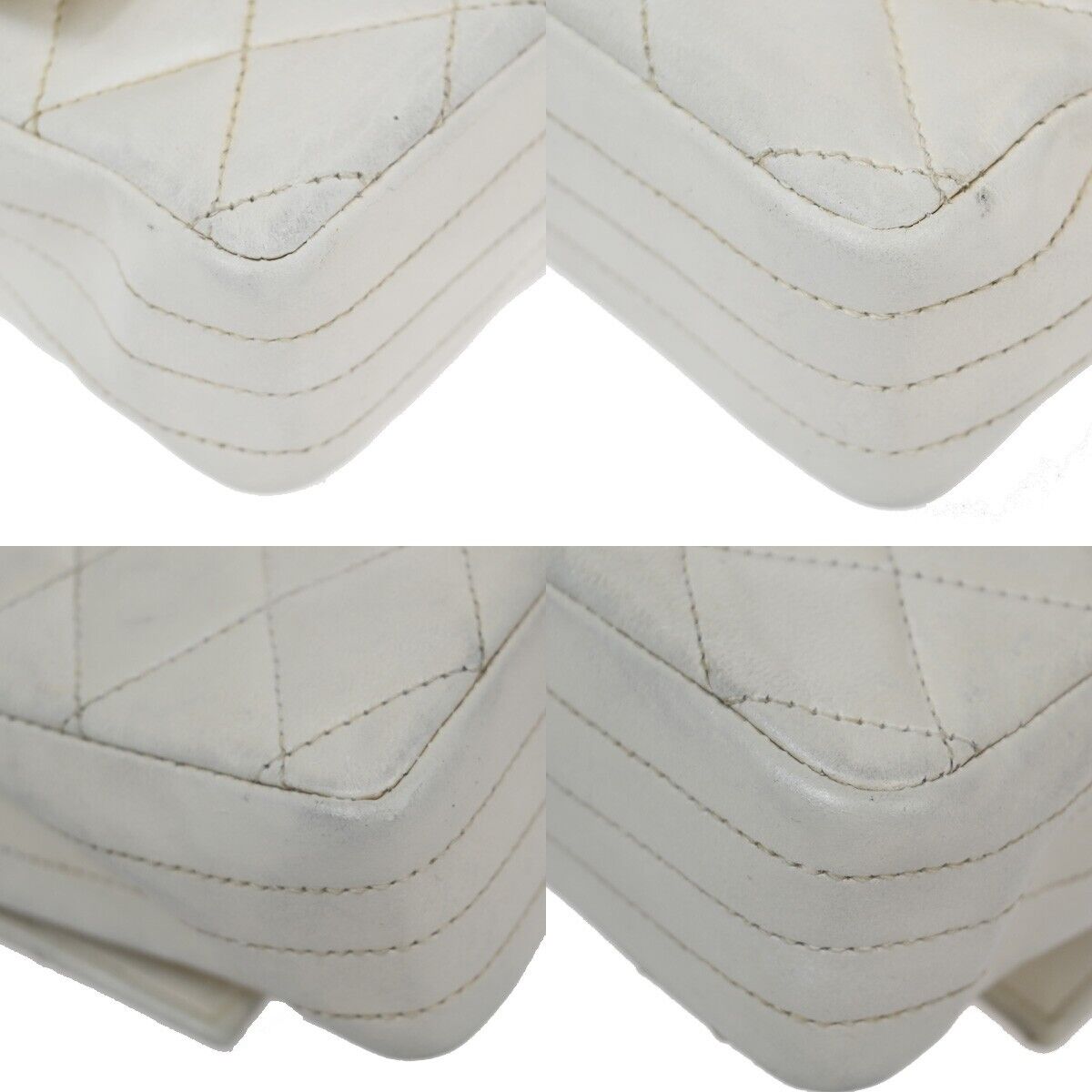 CHANEL CC Logo Matelasse Chain Shoulder Bag Leather White GHW Vintage 650RJ771