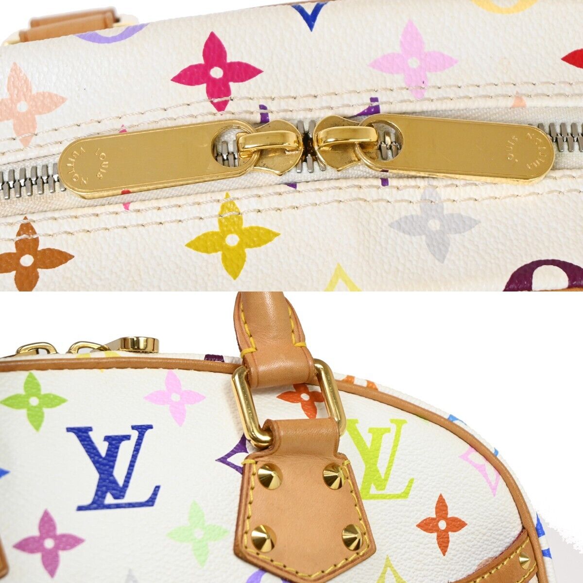 LOUIS VUITTON Trouville Hand Bag Monogram Multi Leather White M92663 40EA297