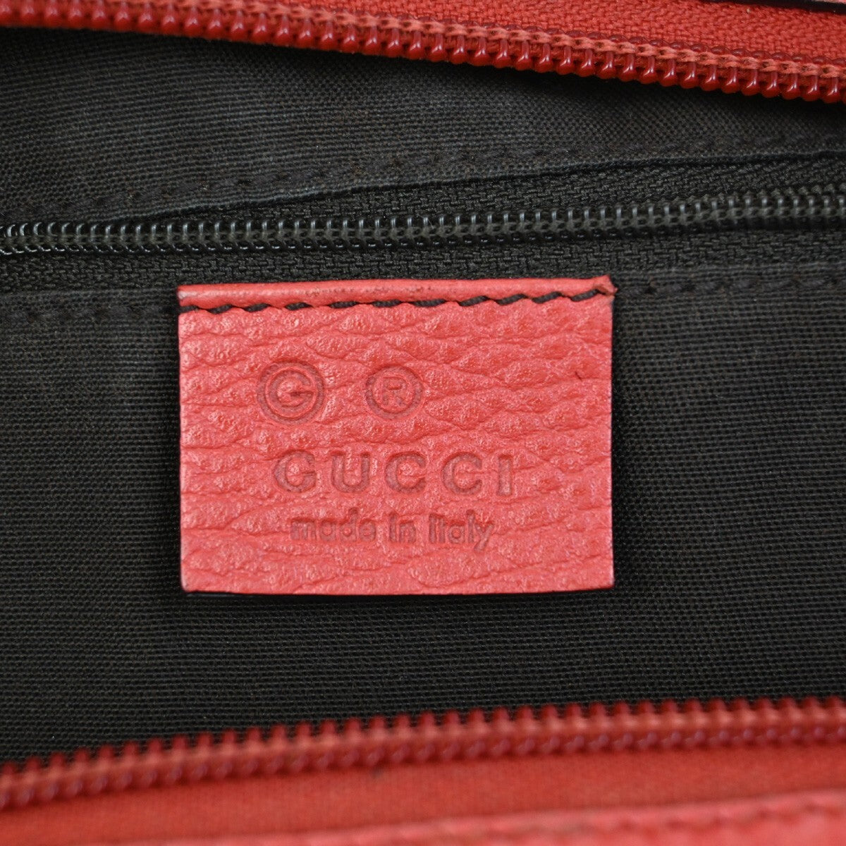 GUCCI Logo GG Pattern Shoulder Hobo Bag Leather Red SHW Italy 37FB597