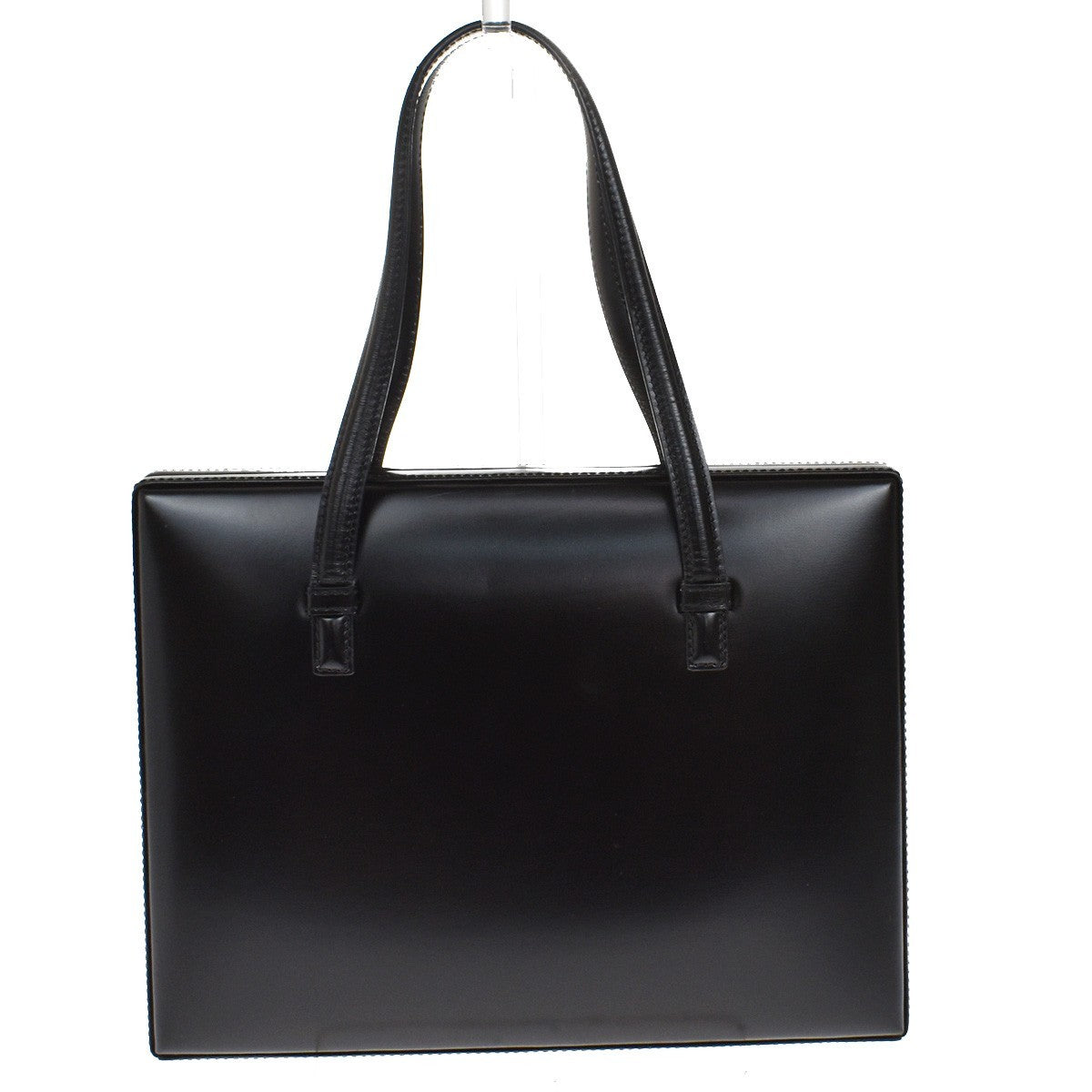 LOEWE Logo Hand Bag Calf Leather Black GHW Spain 76CA055