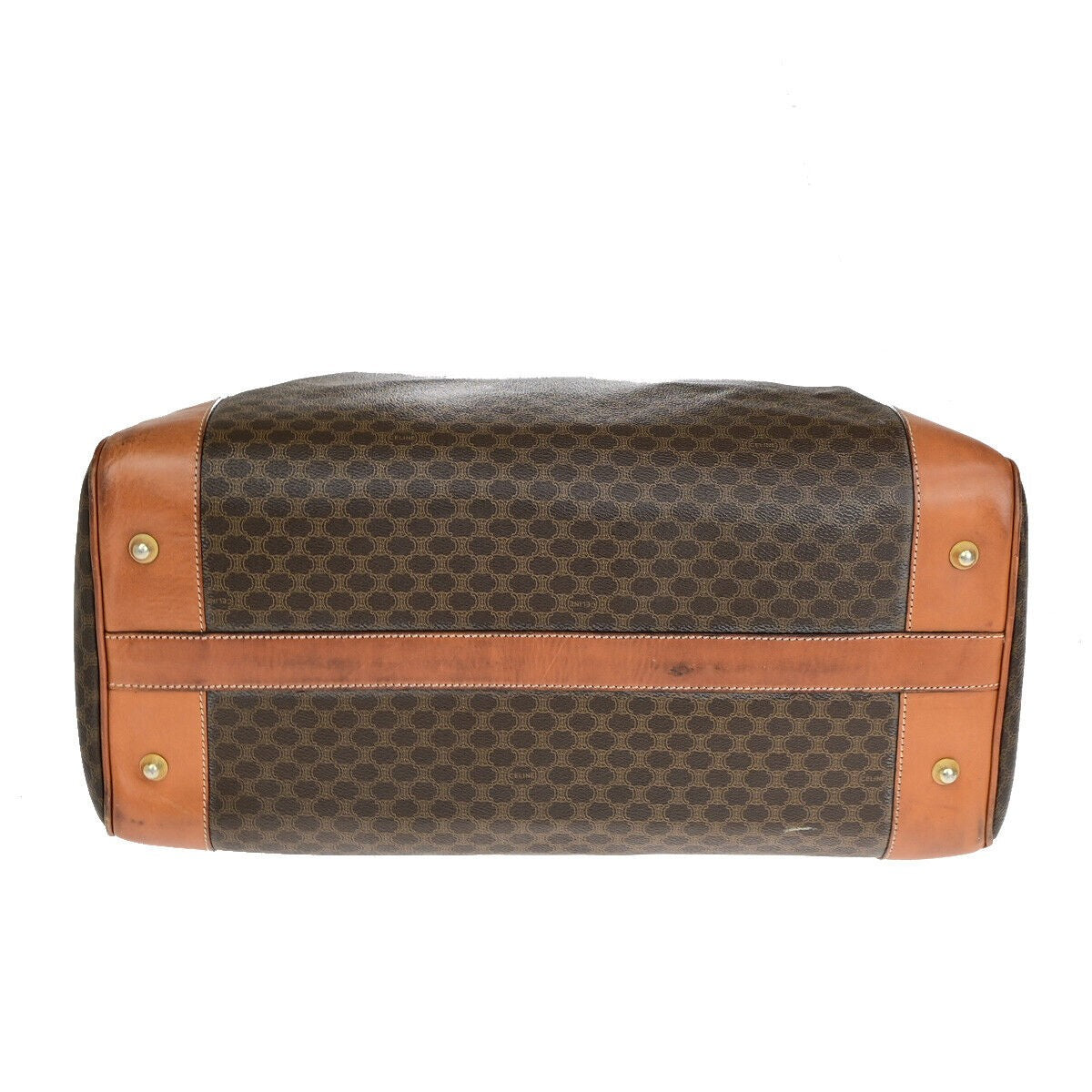 CELINE Logo Macadam Pattern Travel Hand Bag PVC Leather Brown GHW Italy 65YF574