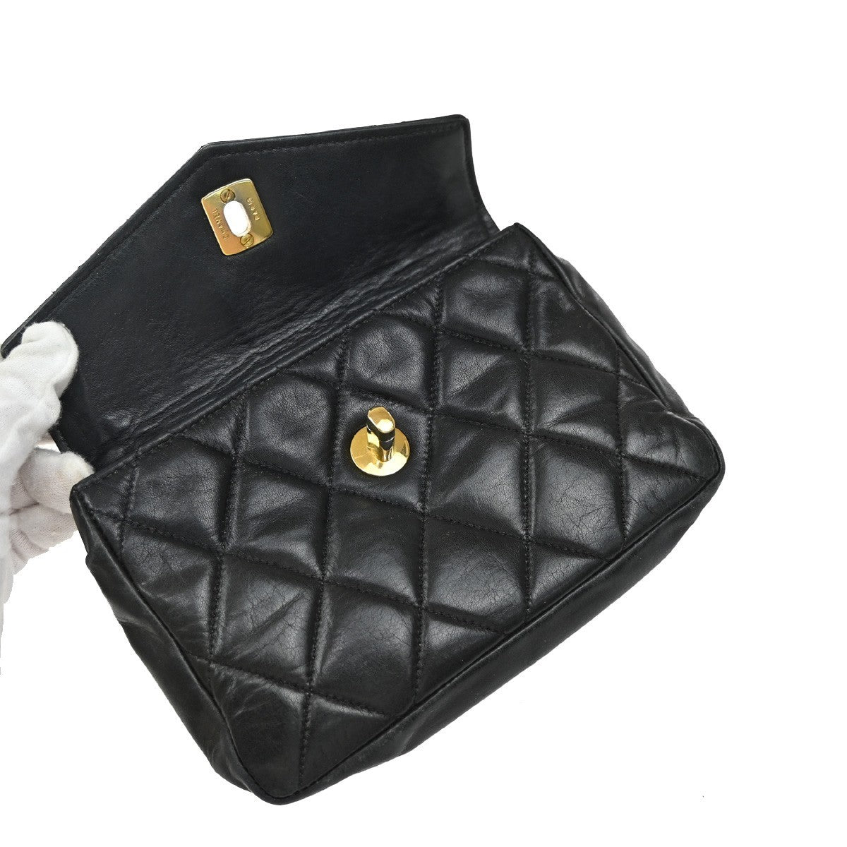 CHANEL CC Logo Matelasse Chain Belt Body Bum Bag Leather Black 19RF729