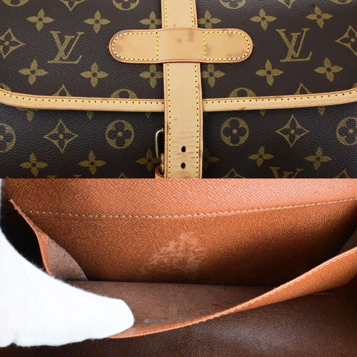 LOUIS VUITTON Logo Marne Shoulder Bag Monogram Leather Brown M51369 14SJ585