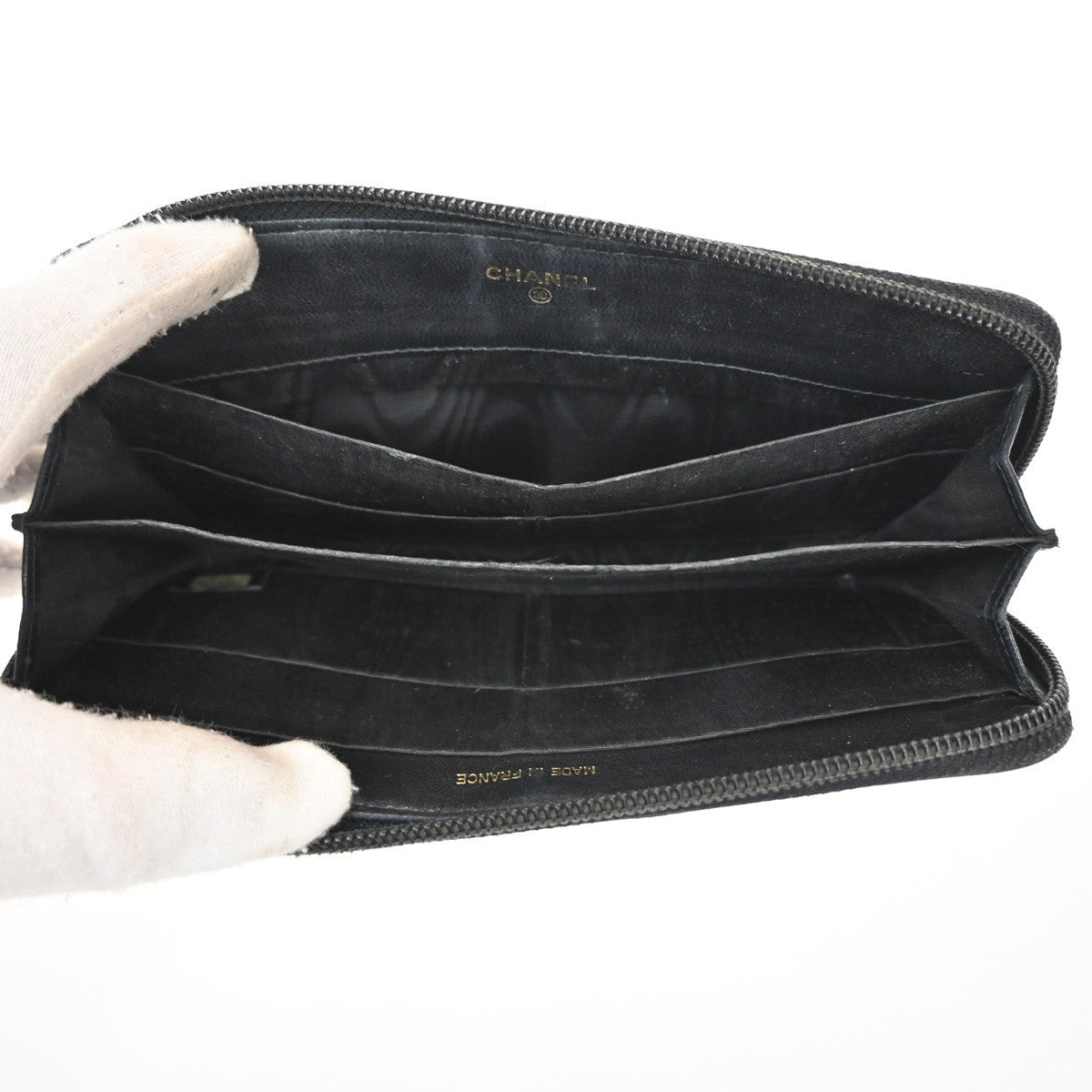 CHANEL CC Logo Long Zipper Wallet Grained Calfskin Leather Black GHW 04KC126