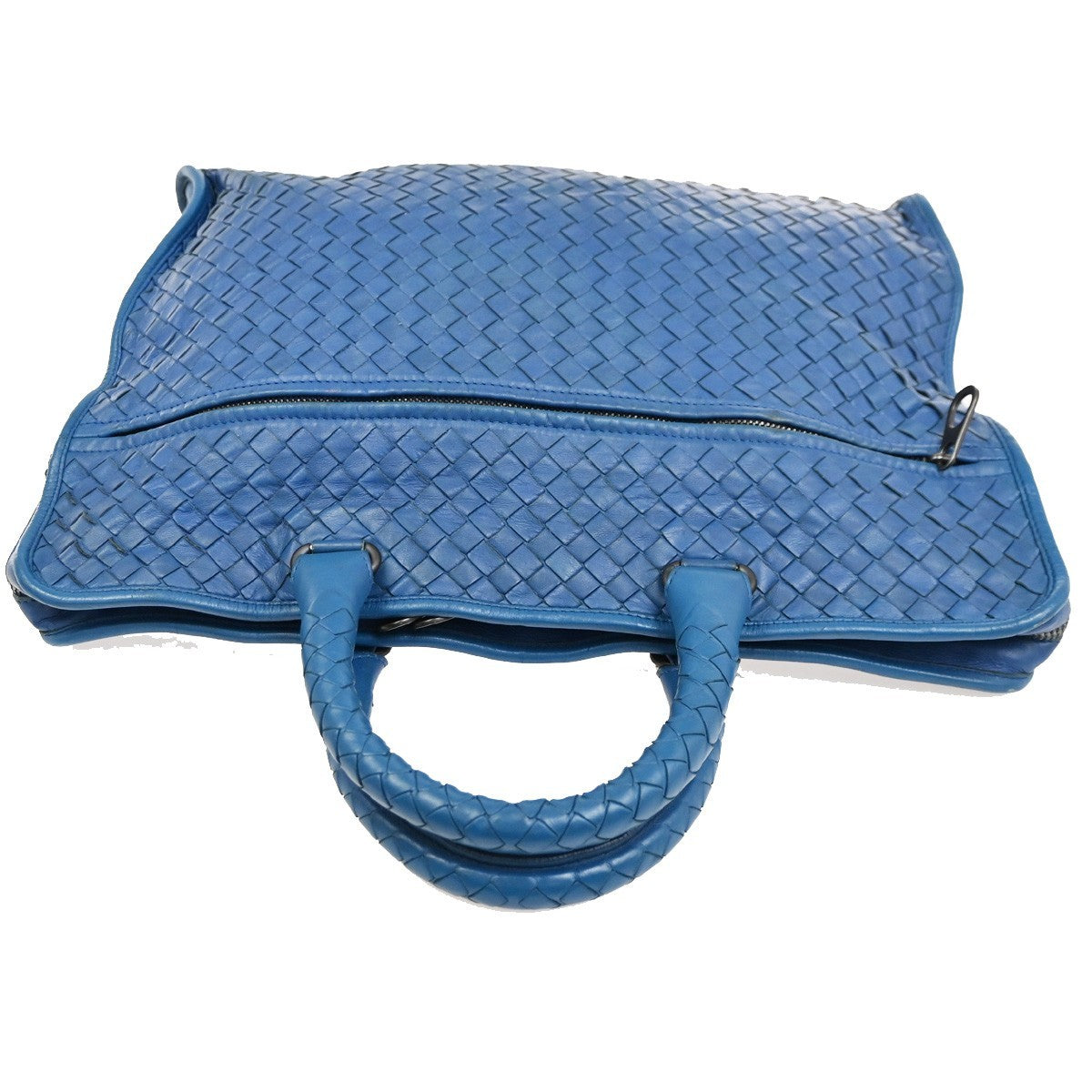 BOTTEGA VENETA Intrecciato Briefcase Logo Top Handle Bag Leather Blue 31CA722