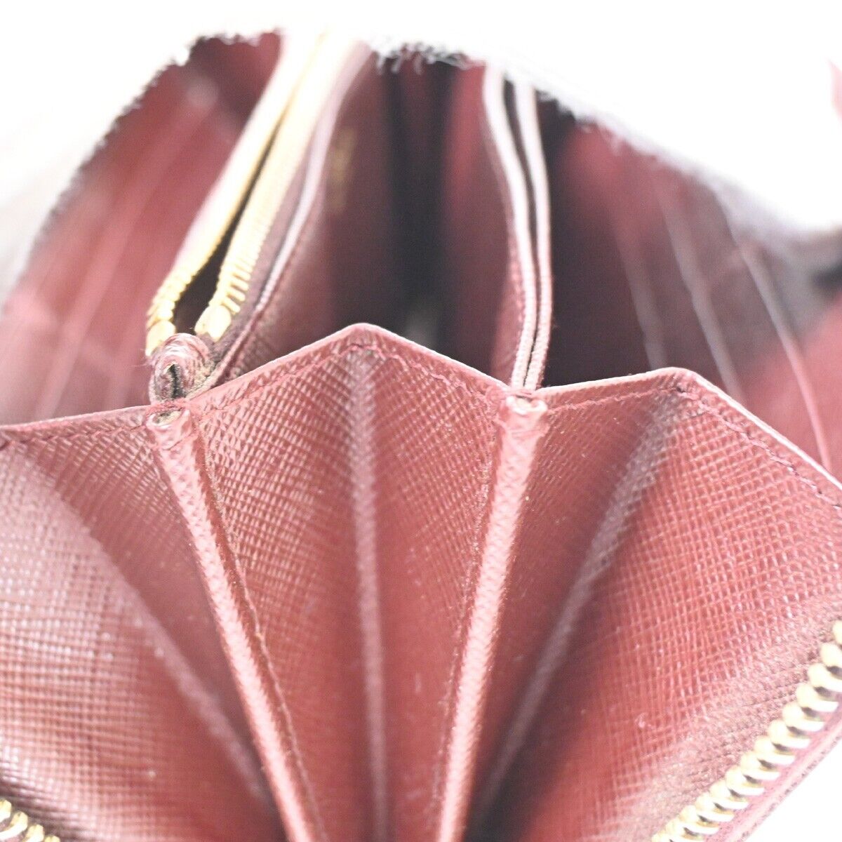 PRADA Logo Saffiano Long Zipper Wallet Purse Leather Brown GHW Italy 02YD998