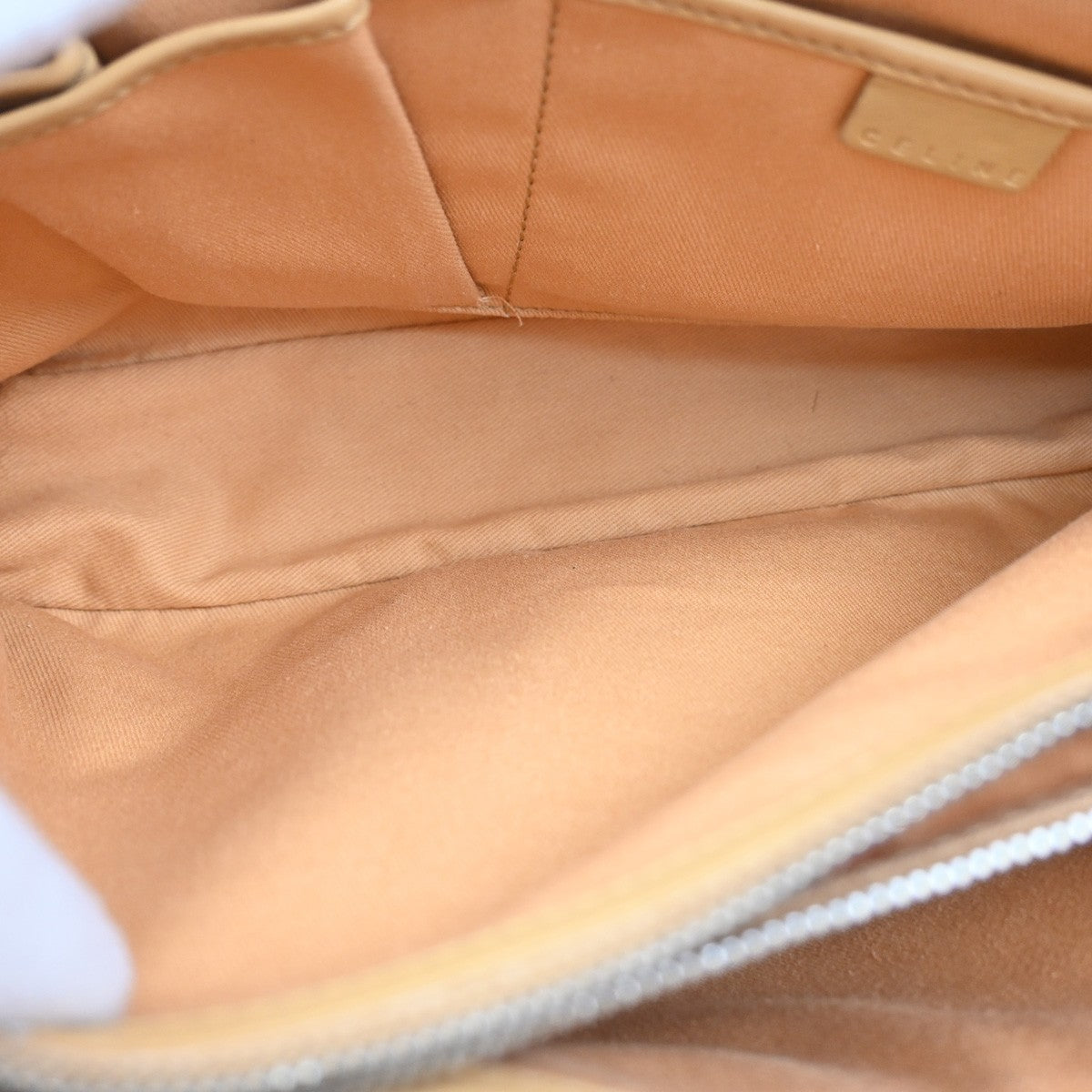 CELINE Logo Macadam Boogie Hand Tote Bag Leather Beige SHW Italy 62KC970
