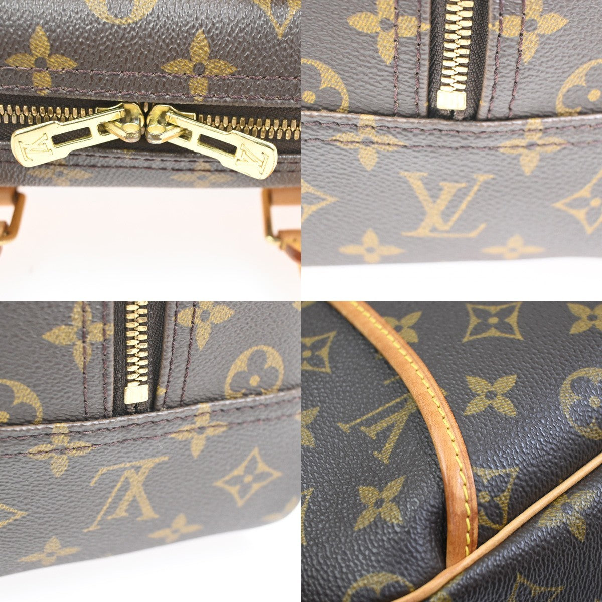 LOUIS VUITTON LV Logo Deauville Hand Bag Monogram Leather Brown M47270 75KC833