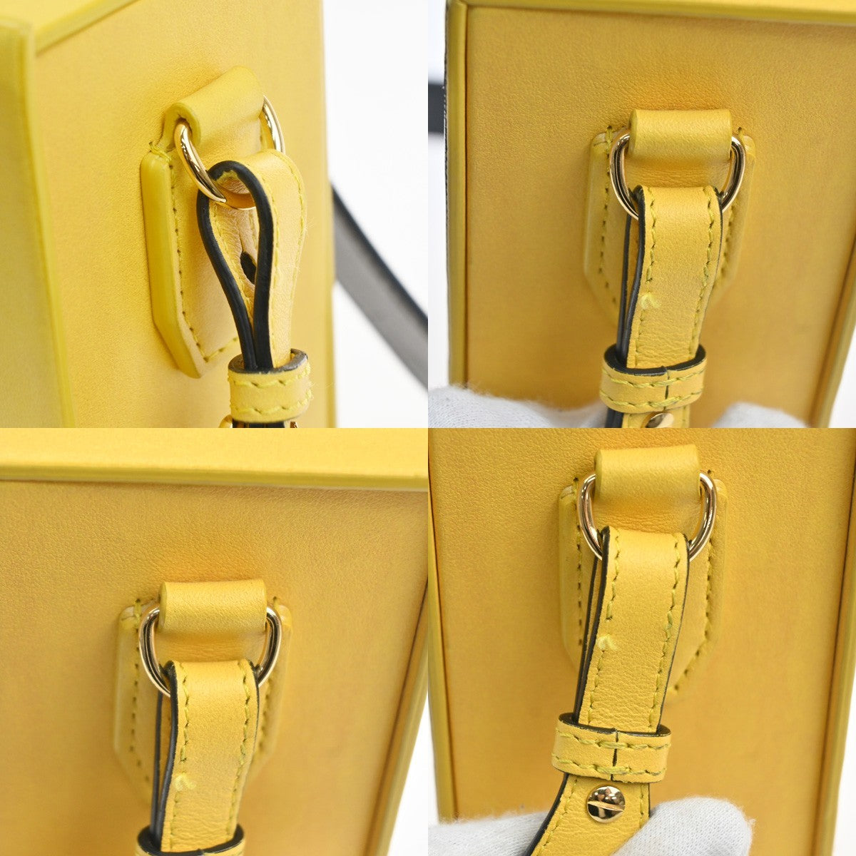 FENDI Logo Box Vertical Mini Shoulder Bag Leather Yellow GHW Italy 74YH947