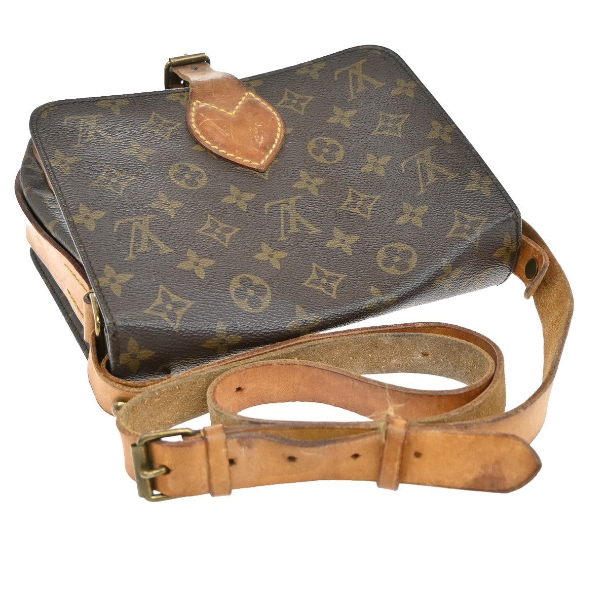 LOUIS VUITTON Cartouchiere MM Shoulder Bag Monogram Leather Brown M51253 31EF856