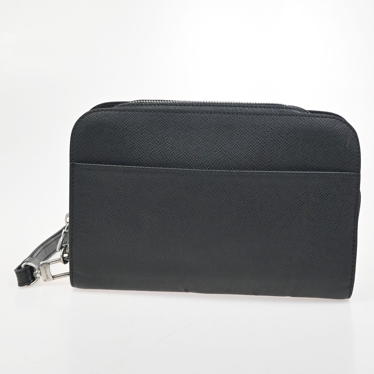 LOUIS VUITTON LV Logo BAIKAL Clutch Hand Bag Taiga Leather Black M30182 04KC763