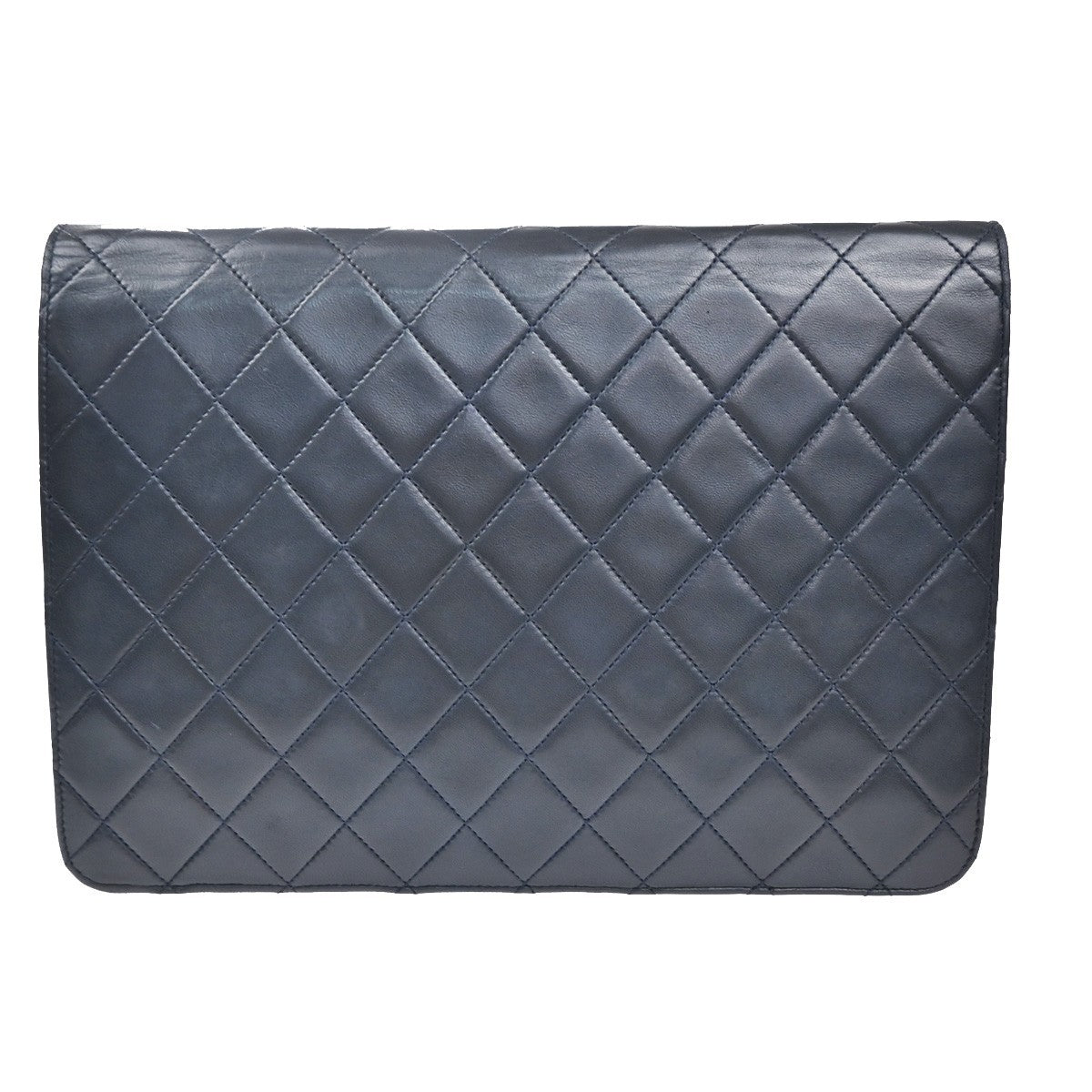 CHANEL CC Matelasse 25 Single Flap Chain Shoulder Bag Leather Blue GHW 42RQ035